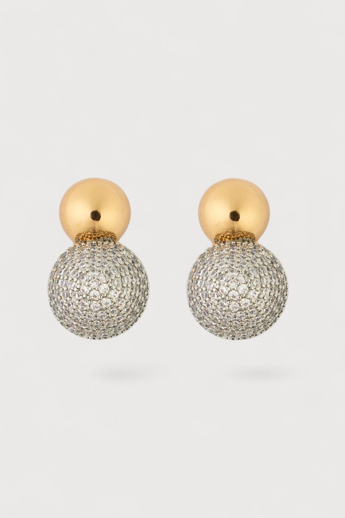 Pave Set Sphere Studs - Gold