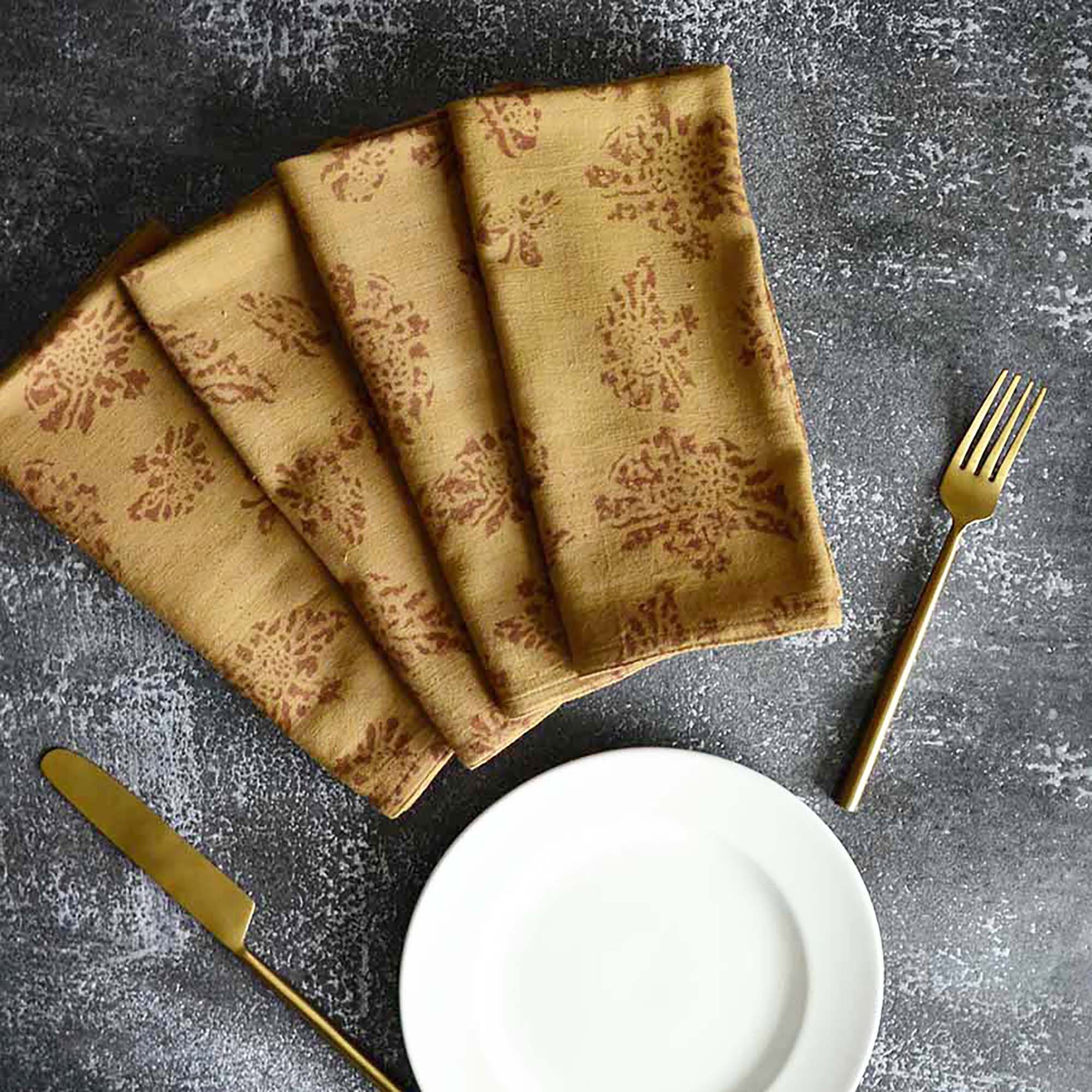 Ethically Made Cotton Dinner Napkins (Set of 4) - Marigold