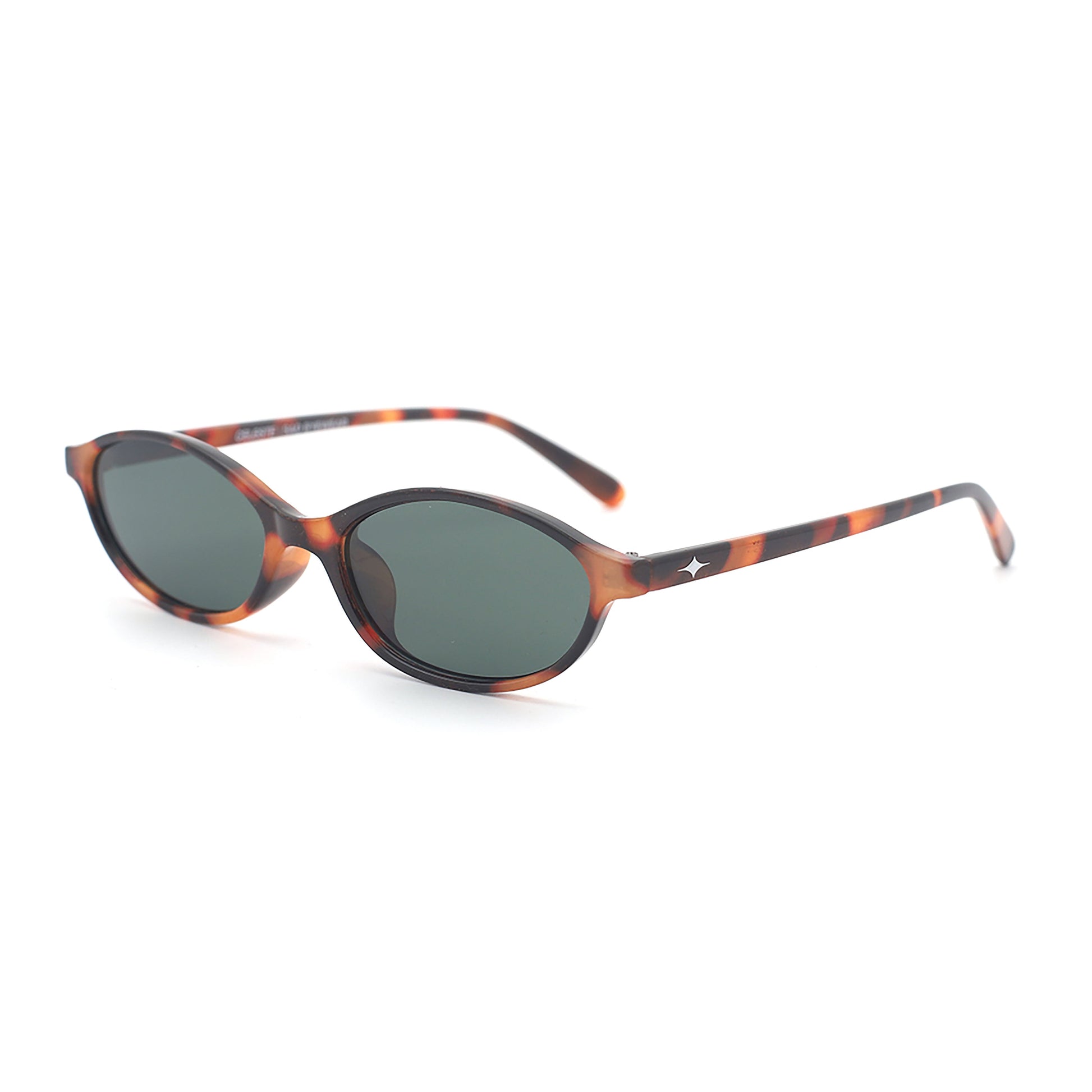 SAD Eyewear Celeste oval sunglasses in tortoise with polarized olive UV protection lenses