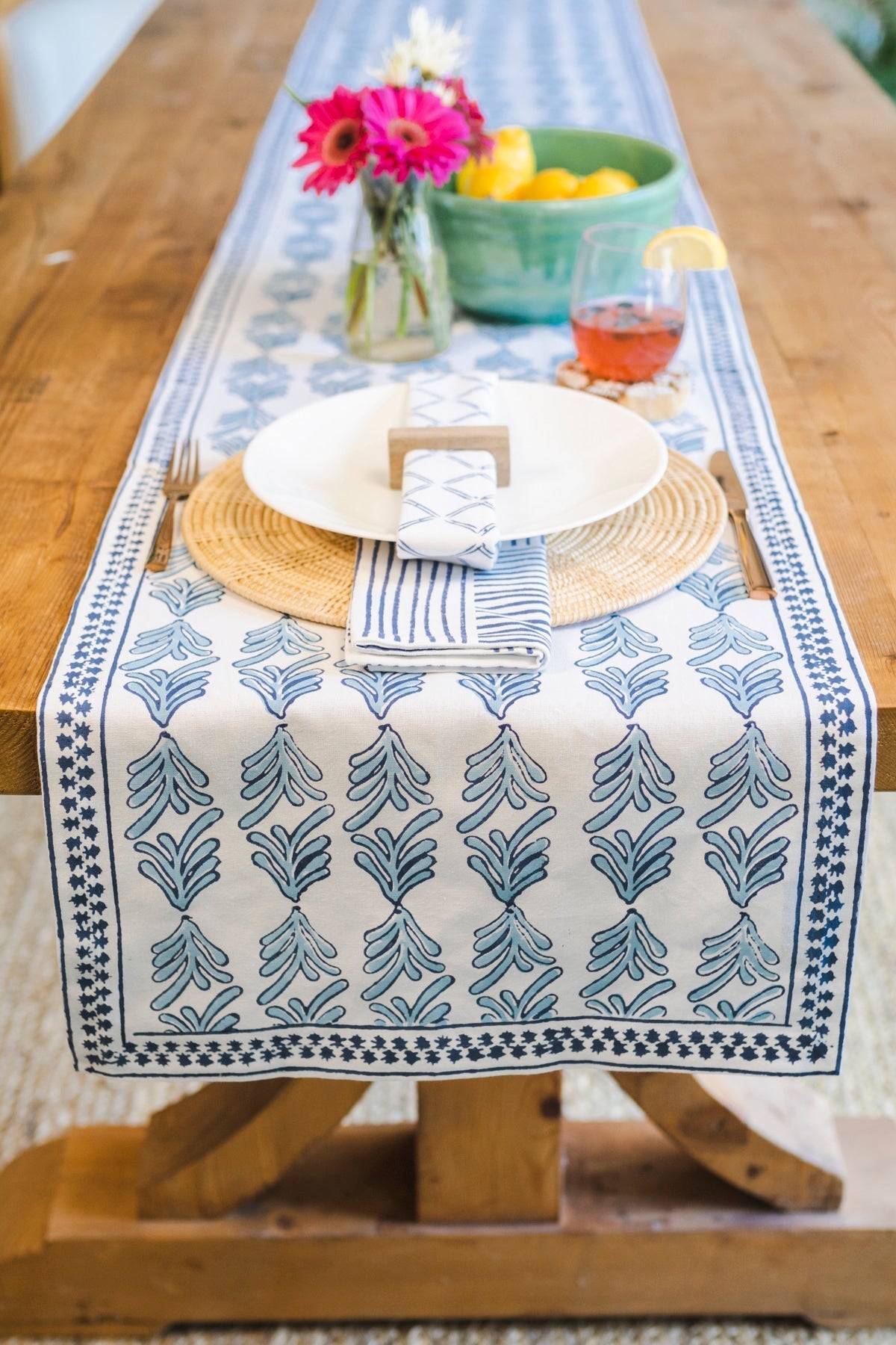 Table Runner - Palmetto, Uniform Blue & Navy - The Mended Company