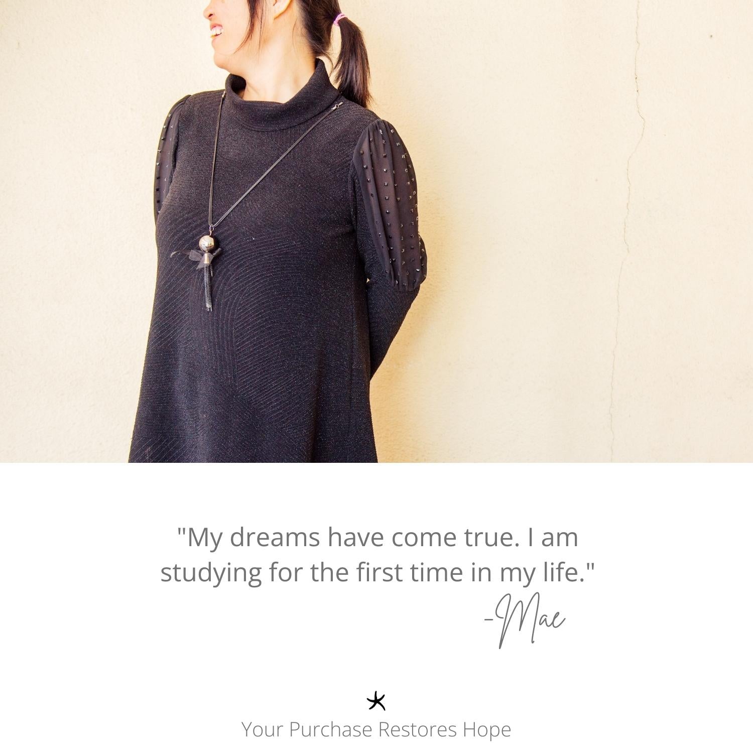 Picture of woman representing high quality jewelry company, sustainable fair trade business, freedom business, hope