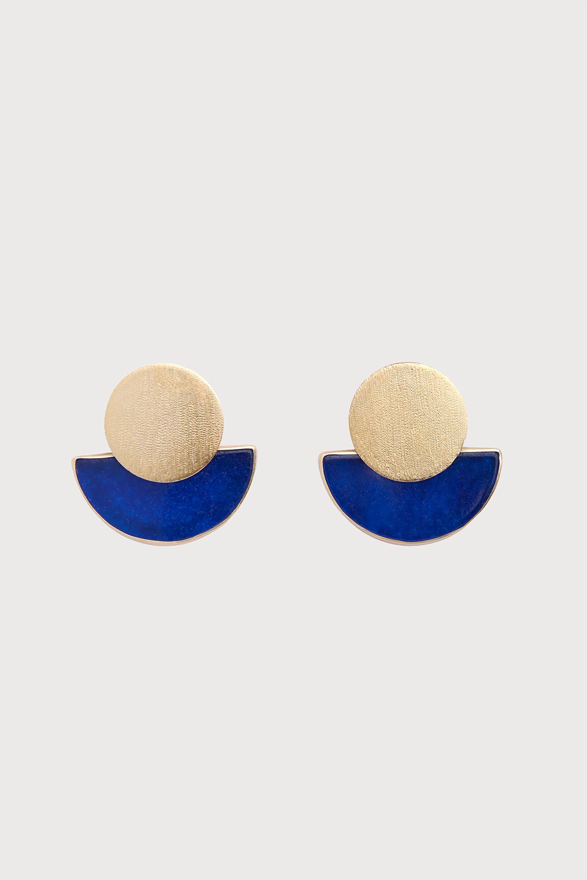 Geometric Half-Moon Earrings - Blue