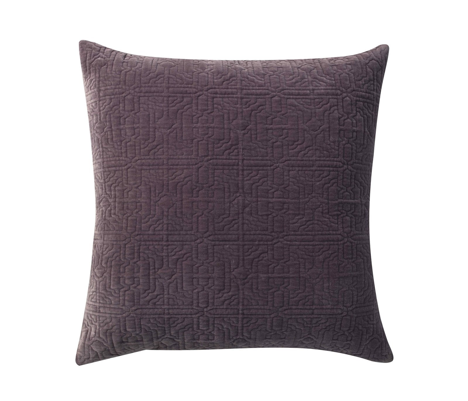 ES-305-2626_1|Deep plum geometric quilted textile, often featured in modern quilt sets and matching decorative throw pillows.