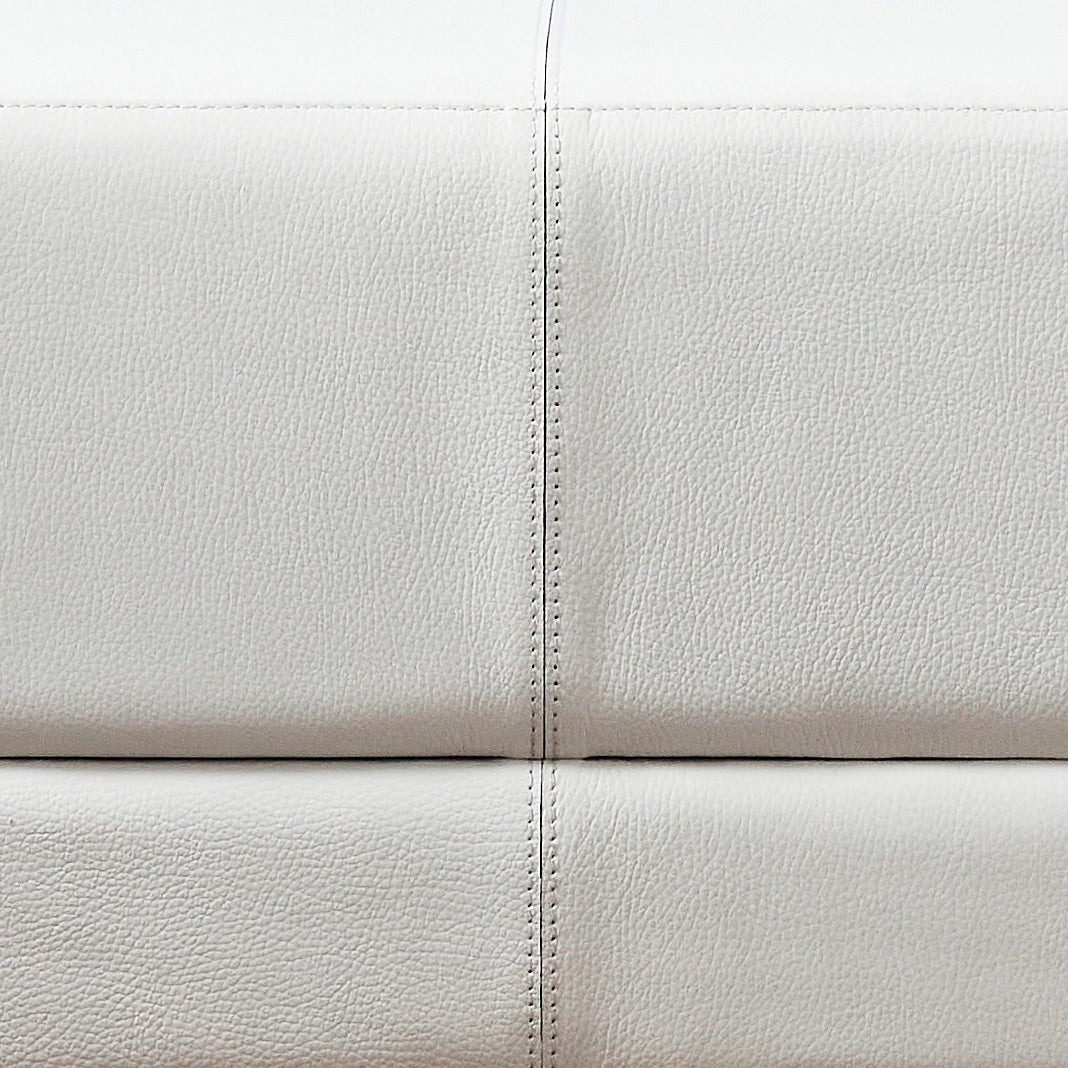 FN-5201-642033_8|Ultra close-up of premium white genuine leather upholstery with meticulous vertical and horizontal stitching details.