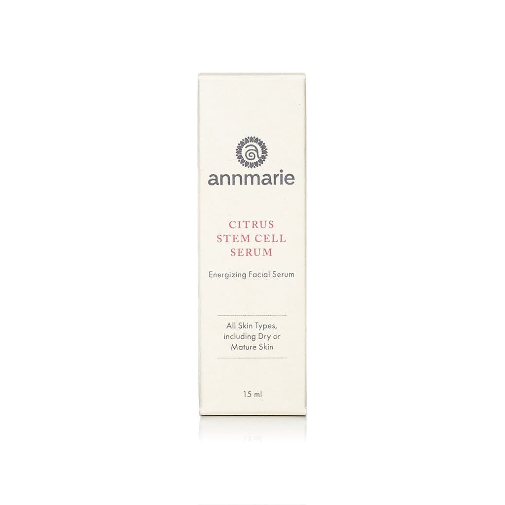 Citrus Stem Cell Serum energizing facial serum product box labeled for all skin types including dry or mature skin.