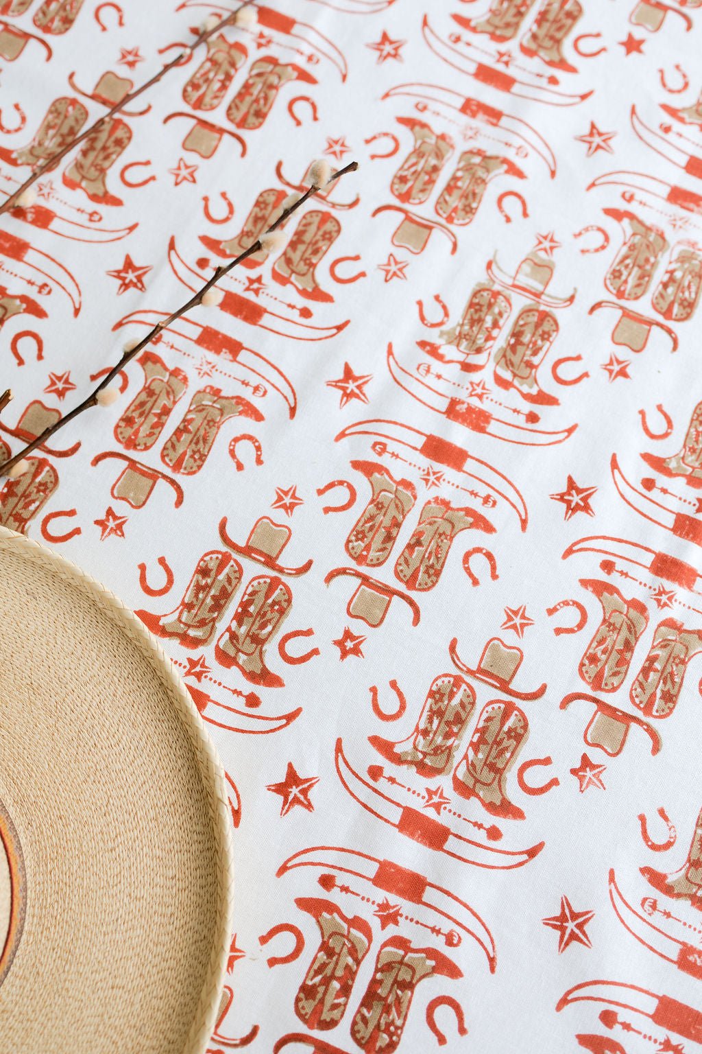 Table Throw (Ivory) - Cowgirl, Terracotta - The Mended Company