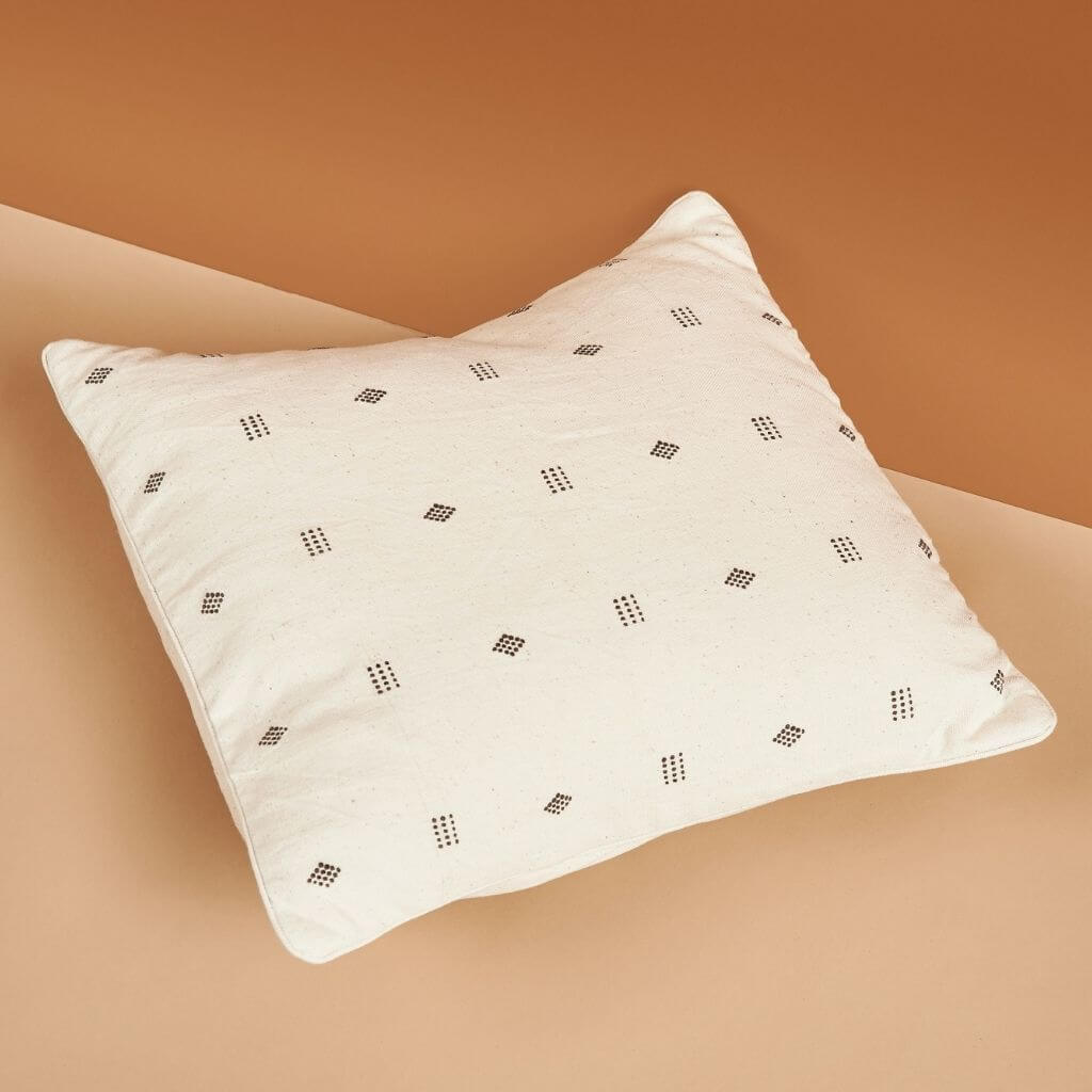 Nira White Hand Spun Organic Cotton Handloom  Pillow Cover