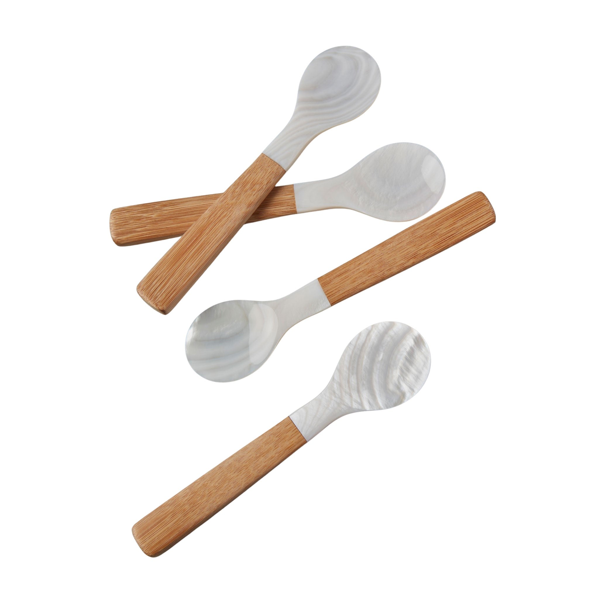 Medium Shell & Bamboo Spoons, Set of 4
