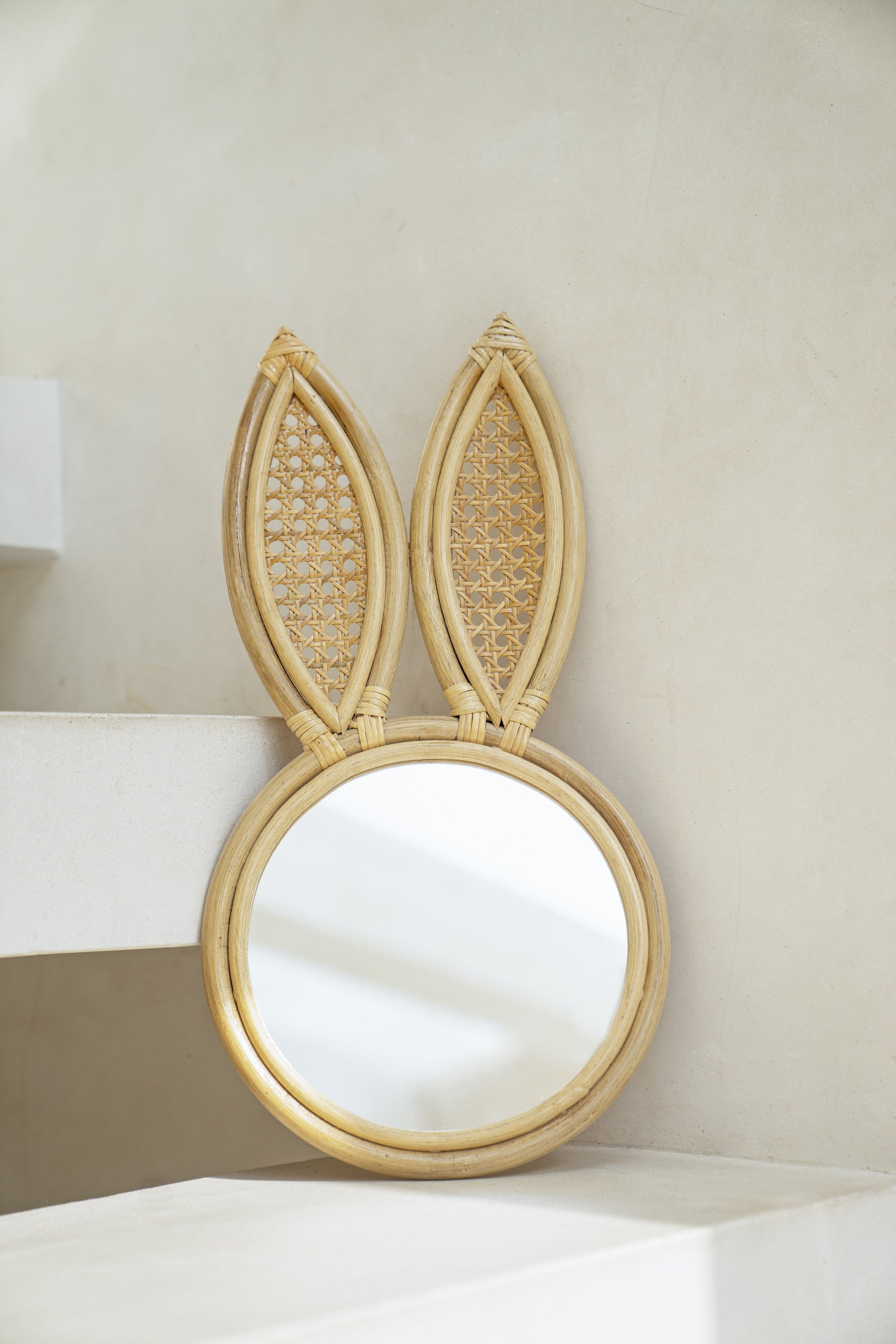 Bunny Rabbit Rattan Wall Mirror