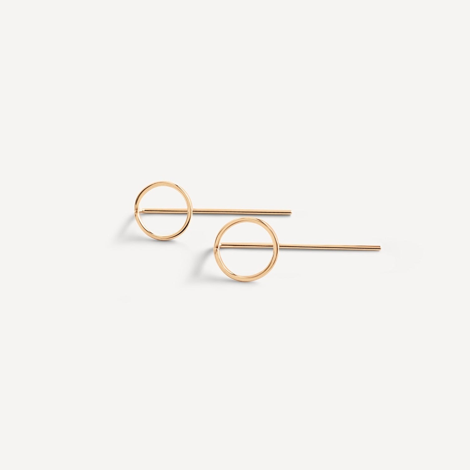 Small Circle Threader Earrings - 14k gold filled, geometric earrings, minimalist earrings, modern ear jackets, Sheena Marshall Jewelry, Denver Colorado