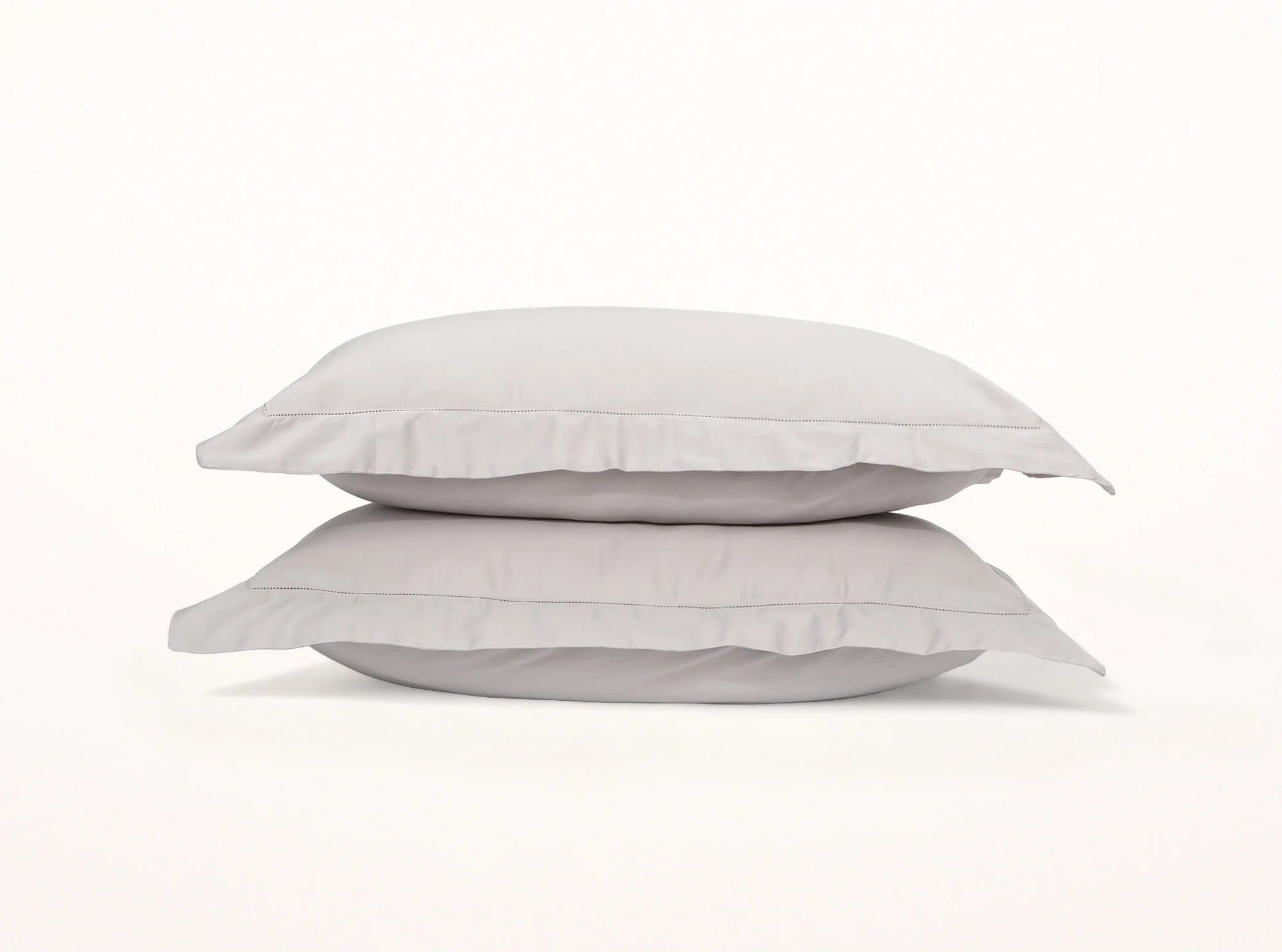 Quiet gray organic sateen pillowcases with hemstitched edges - duvet cover set accessories