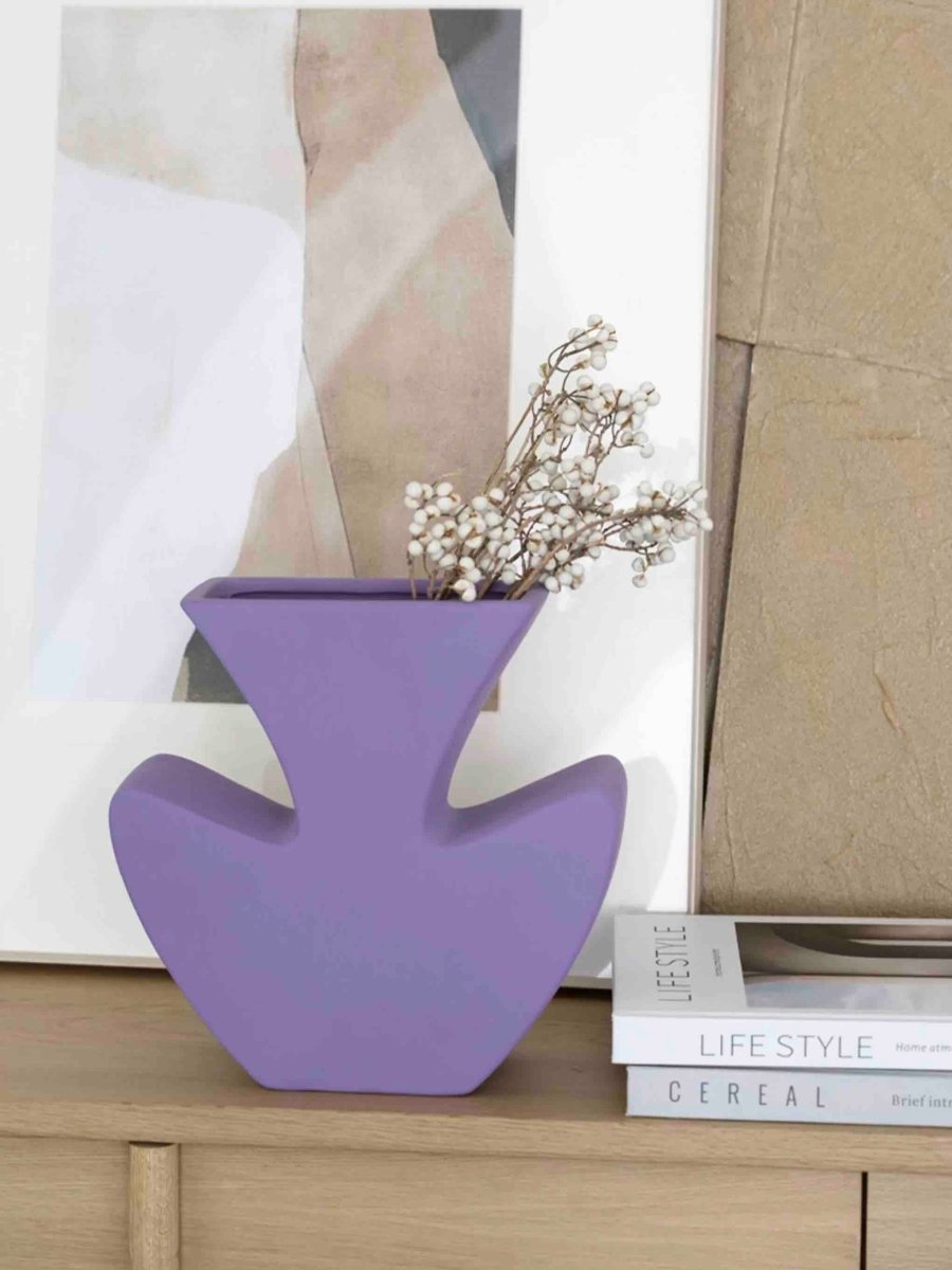 Handmade Memphis Funky Lavender Ceramic Vase, Decorative Flower Vessel - Vases - Funky Memphis Lavender Vas - INSPECIAL HOME