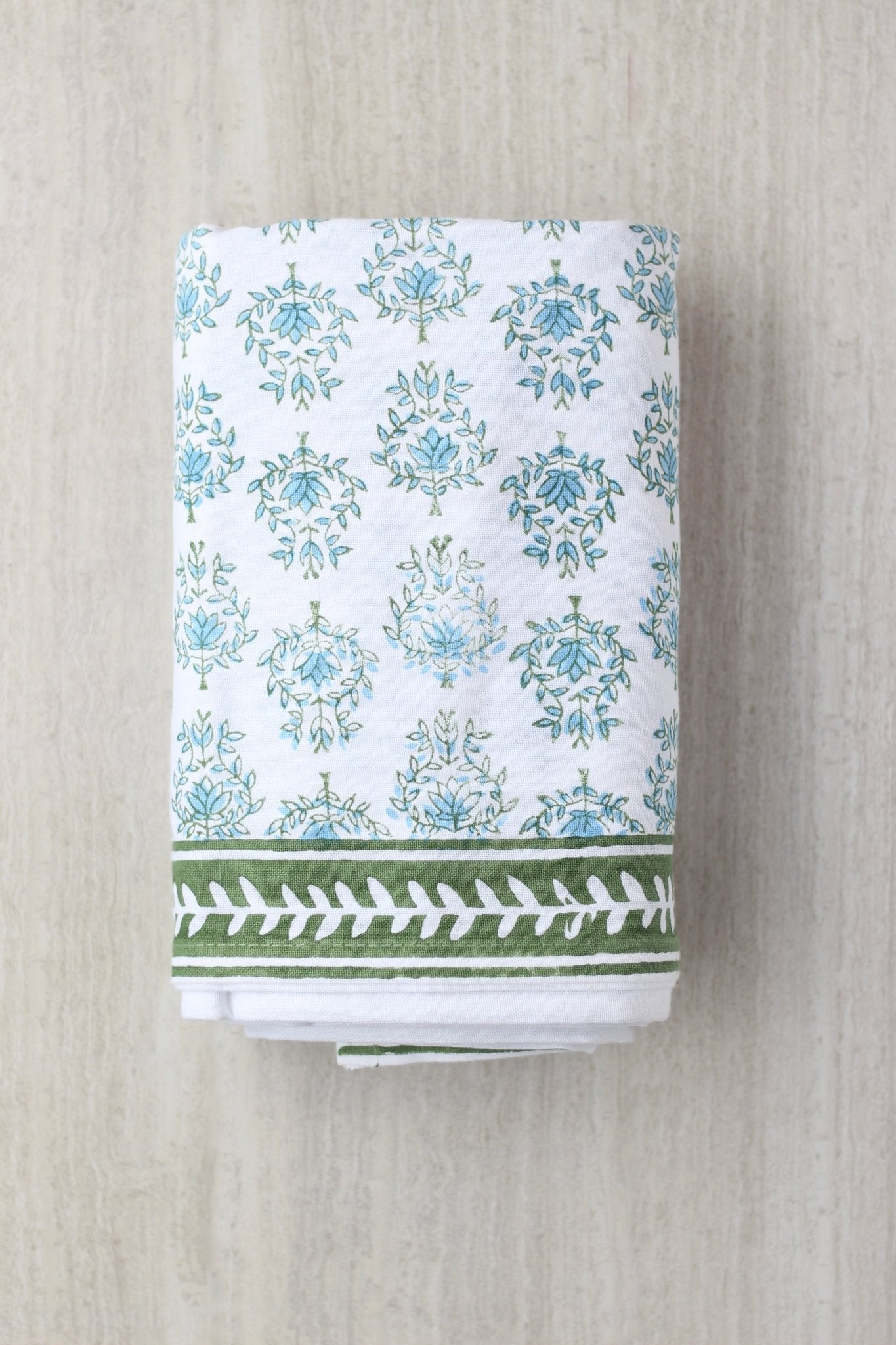 Table Runner - Lotus, Sage & Uniform Blue - The Mended Company