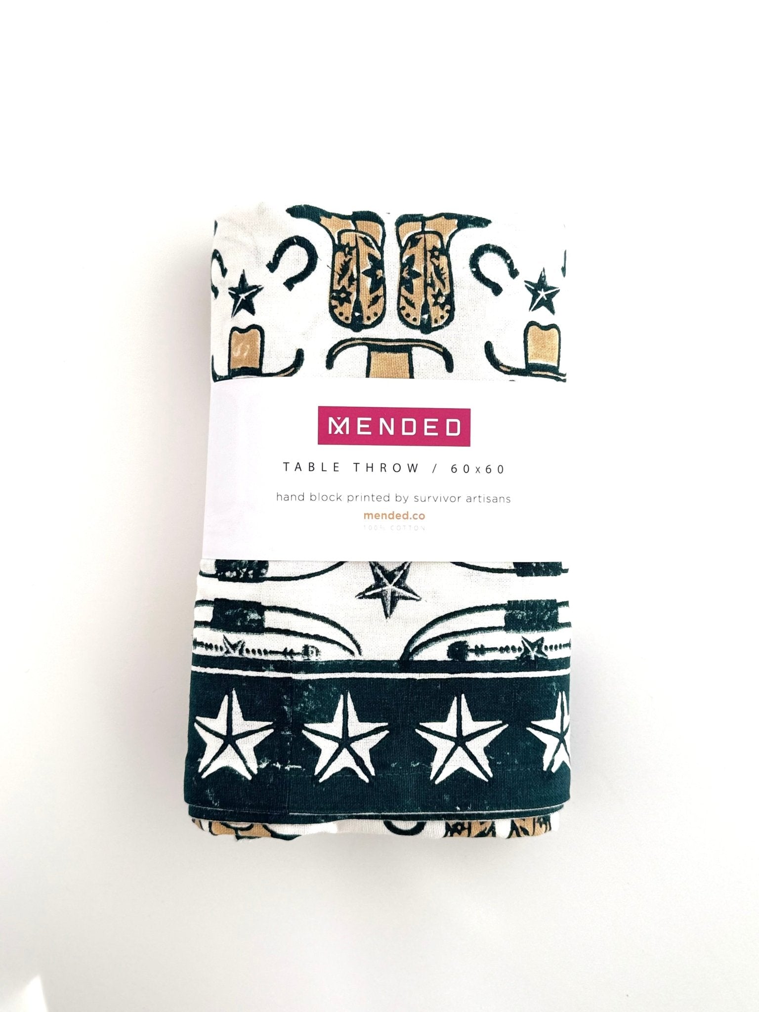 Table Throw (Ivory) - Cowgirl, Midnight & Chai - The Mended Company