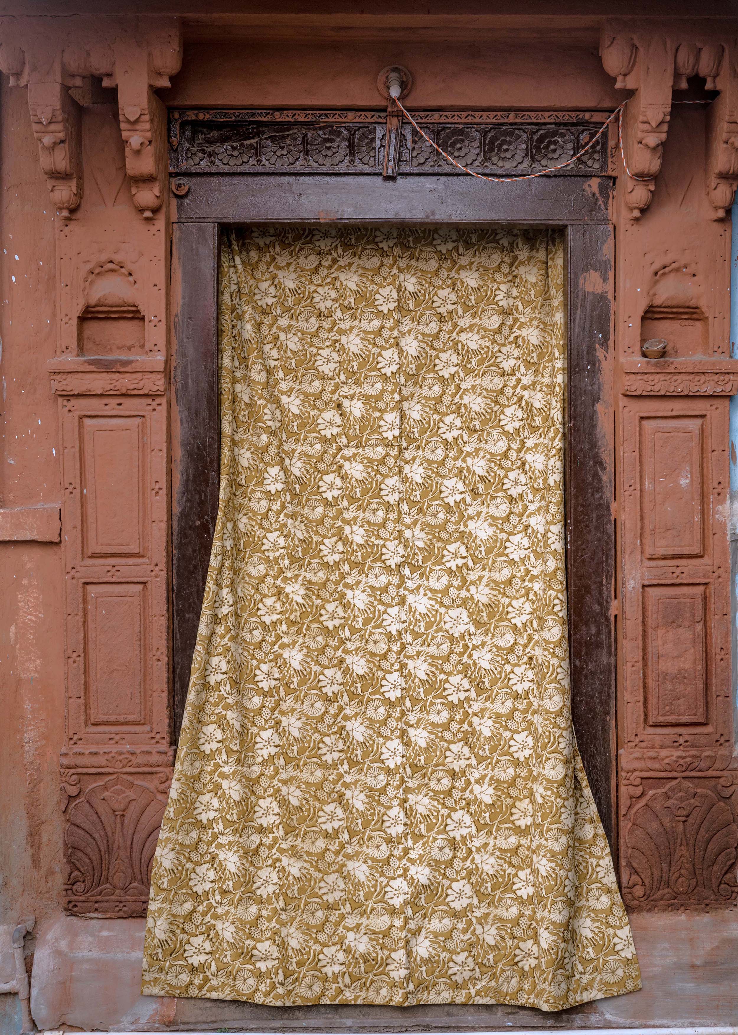 Block Print Curtain, Naturally Dyed Window Panel - Hope Floral 84"