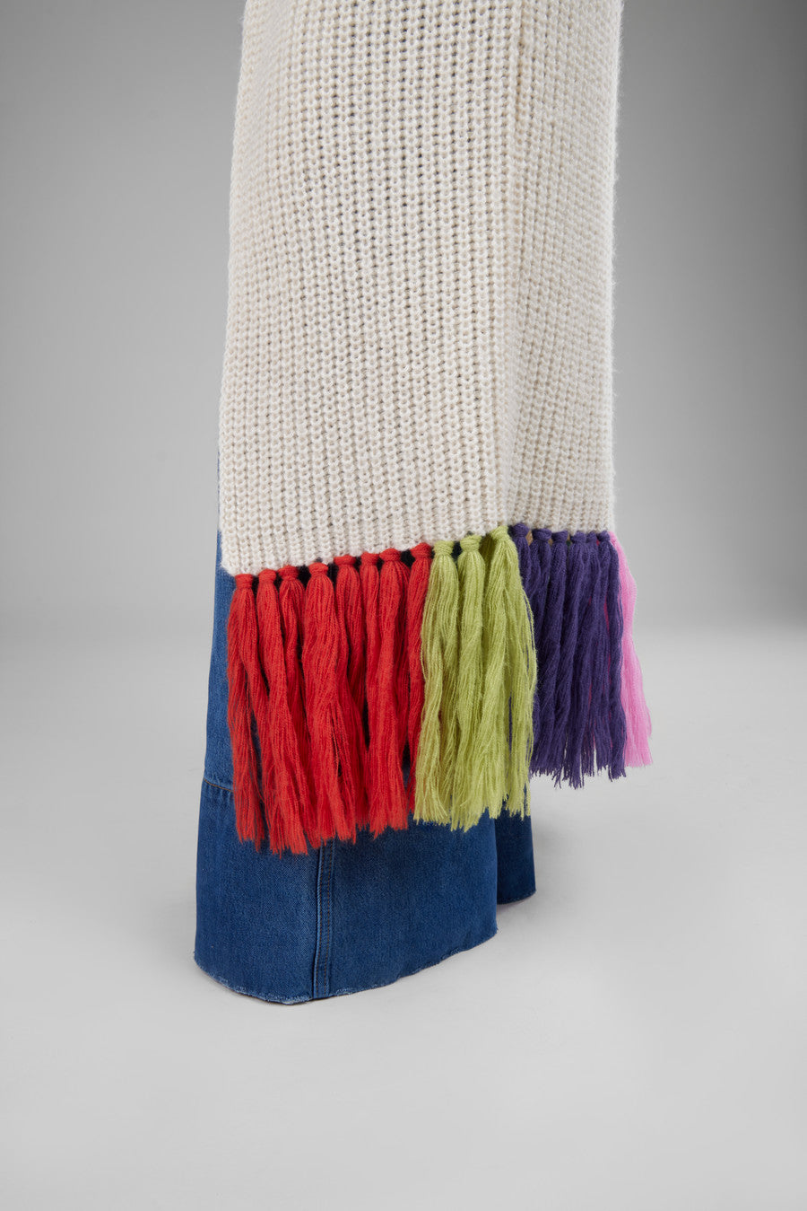 Rainbow Tassel Knit Kimono - Ivory Multi