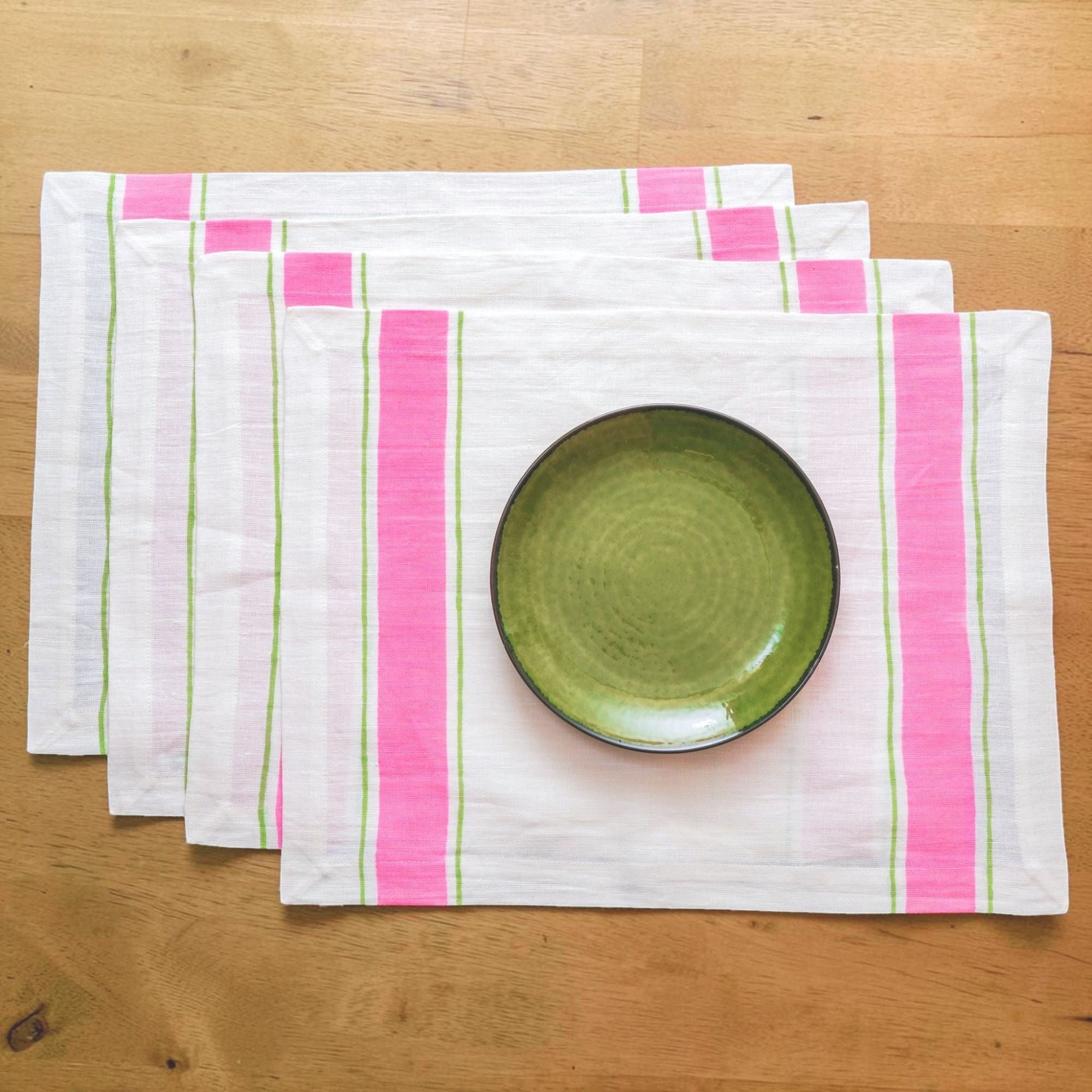 Leher Linen Placemats - Pink (Set of 2)