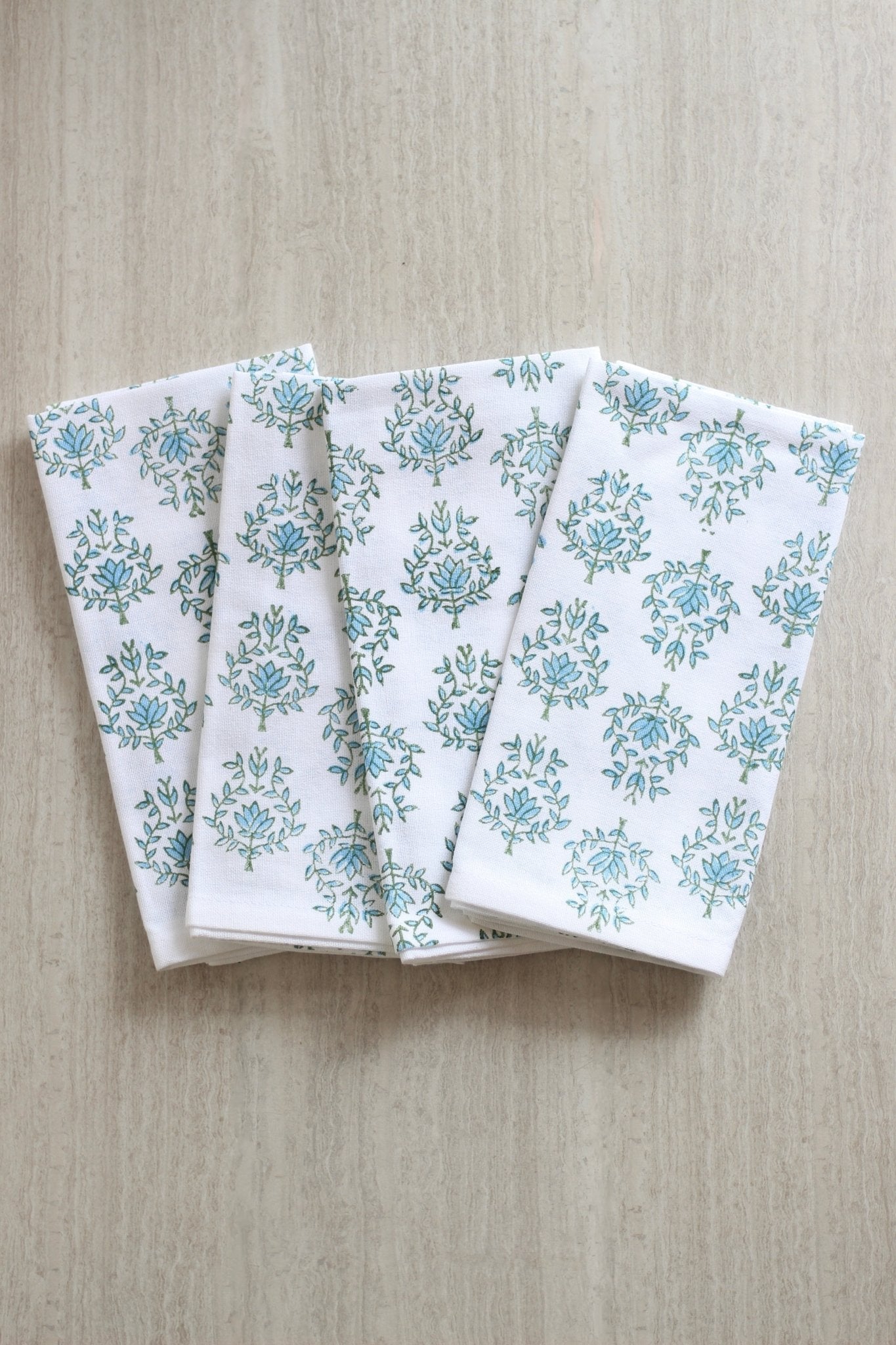 Organic Napkins (set of 4) - Lotus, Sage & Uniform Blue - The Mended Company