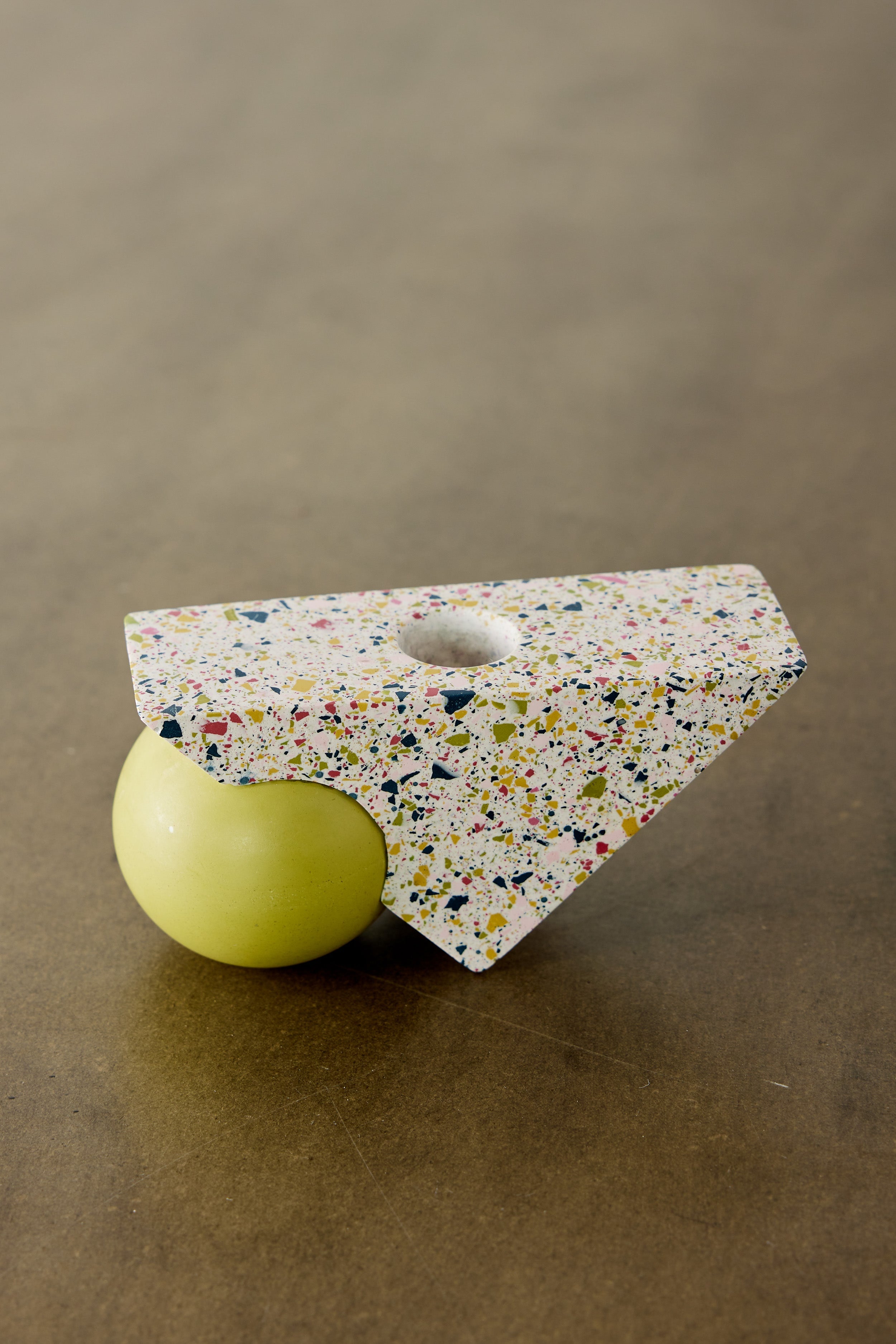 Equilibrium Bright Green & Pink Terrazzo Taper Candle Holder