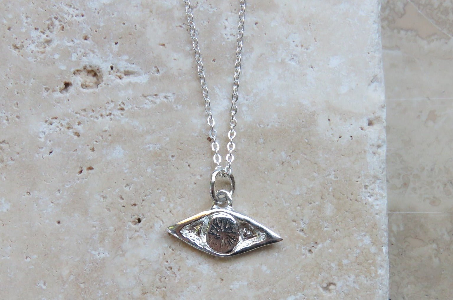 Silver Evil Eye Necklace - Silver Evil Eye Pendant - Dea Dia