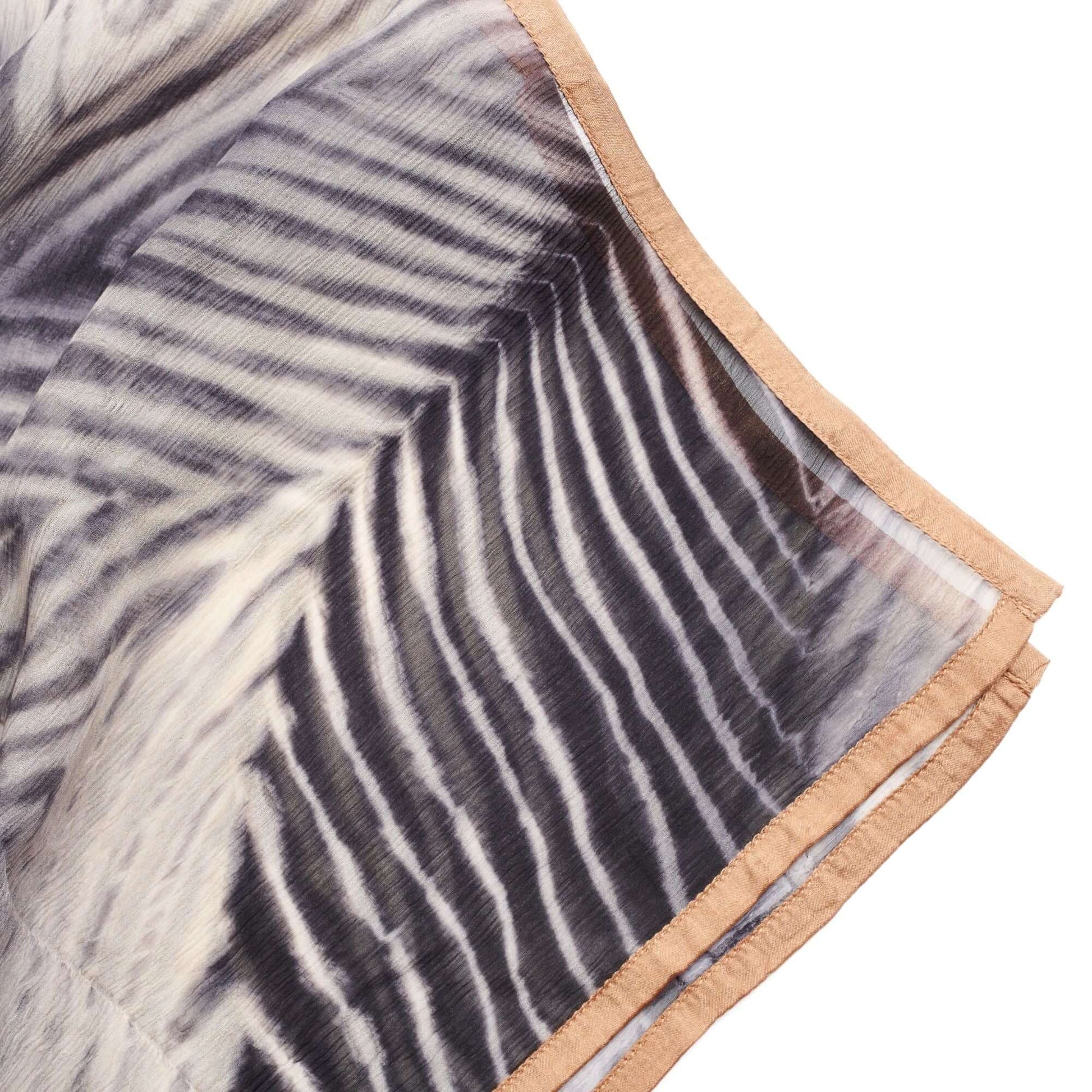 Samu Black Hand Crafted Shibori Print Silk Chiffon Square Scarf displaying elegant pattern and clean modern design.