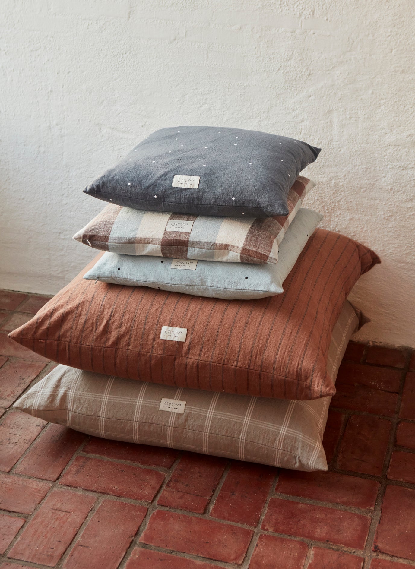 Kyoto Dot Cushion Square Dusty Blue By Oyoy L300286 2