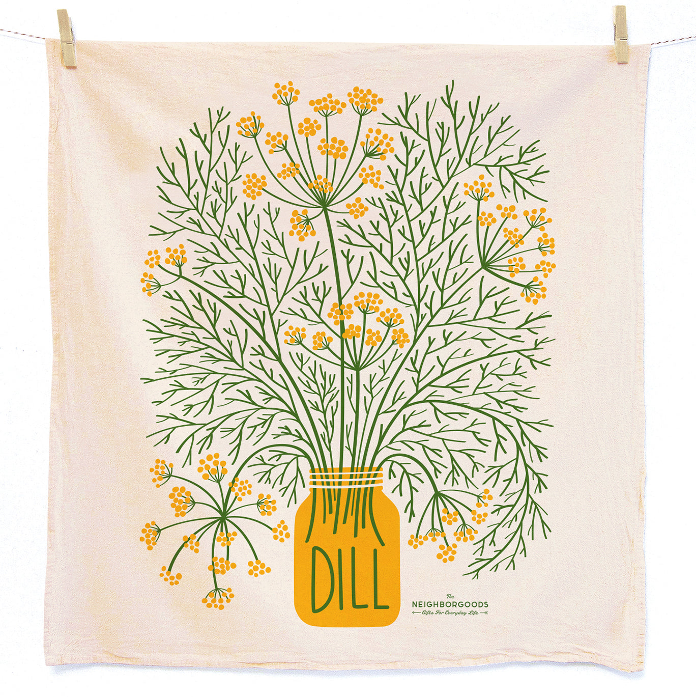 Reusable Swedish sponge cloth with dill design