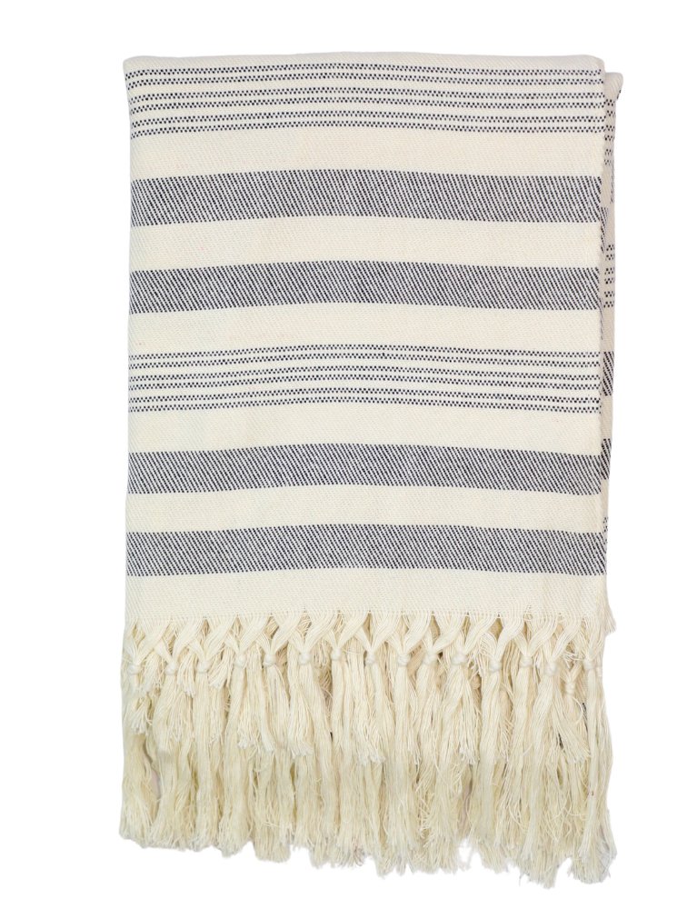 Throw Blanket in Charcoal Stripes - Passion Lilie