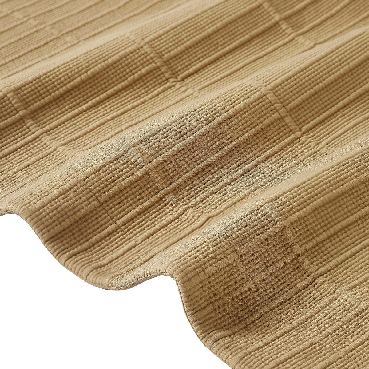 CL-269-11096_11|Close-up of a luxurious beige textured coverlet with a unique woven pattern, perfect for elegant bedroom styling.