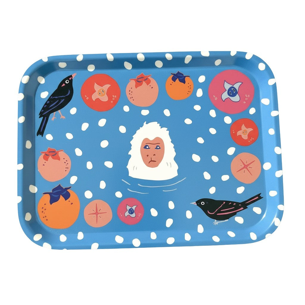 Snow Monkeys and Persimmons Birch Tray 