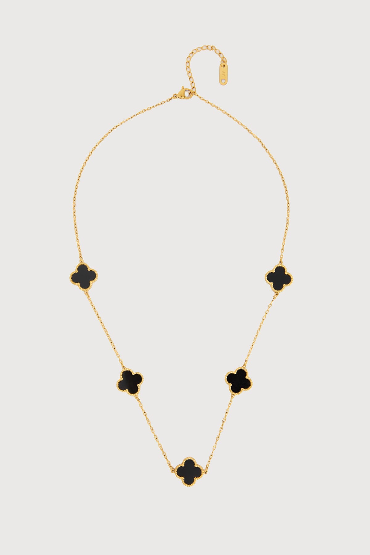 Multi Clover Charm Necklace - Black