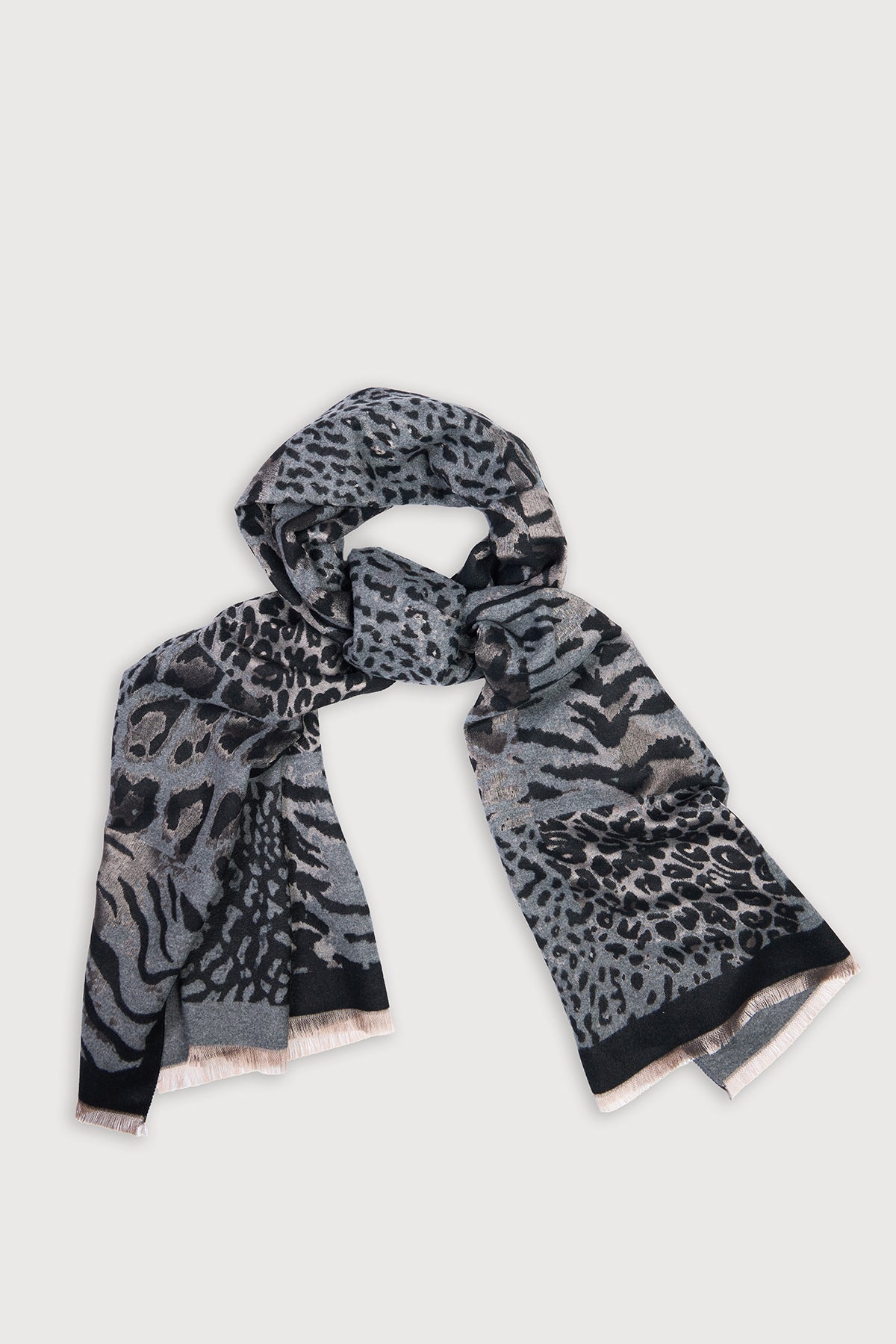 Animal Print Reversible Scarf - Black
