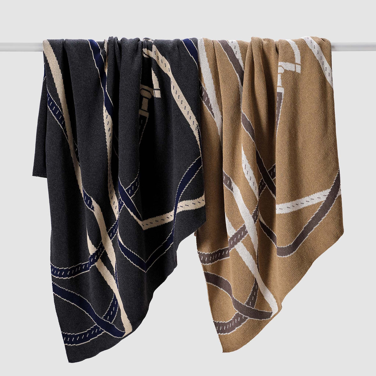 In2Green Eco Throw Cotton Sustainable Knit Patterned Throw Blanket - Equestrian Tack