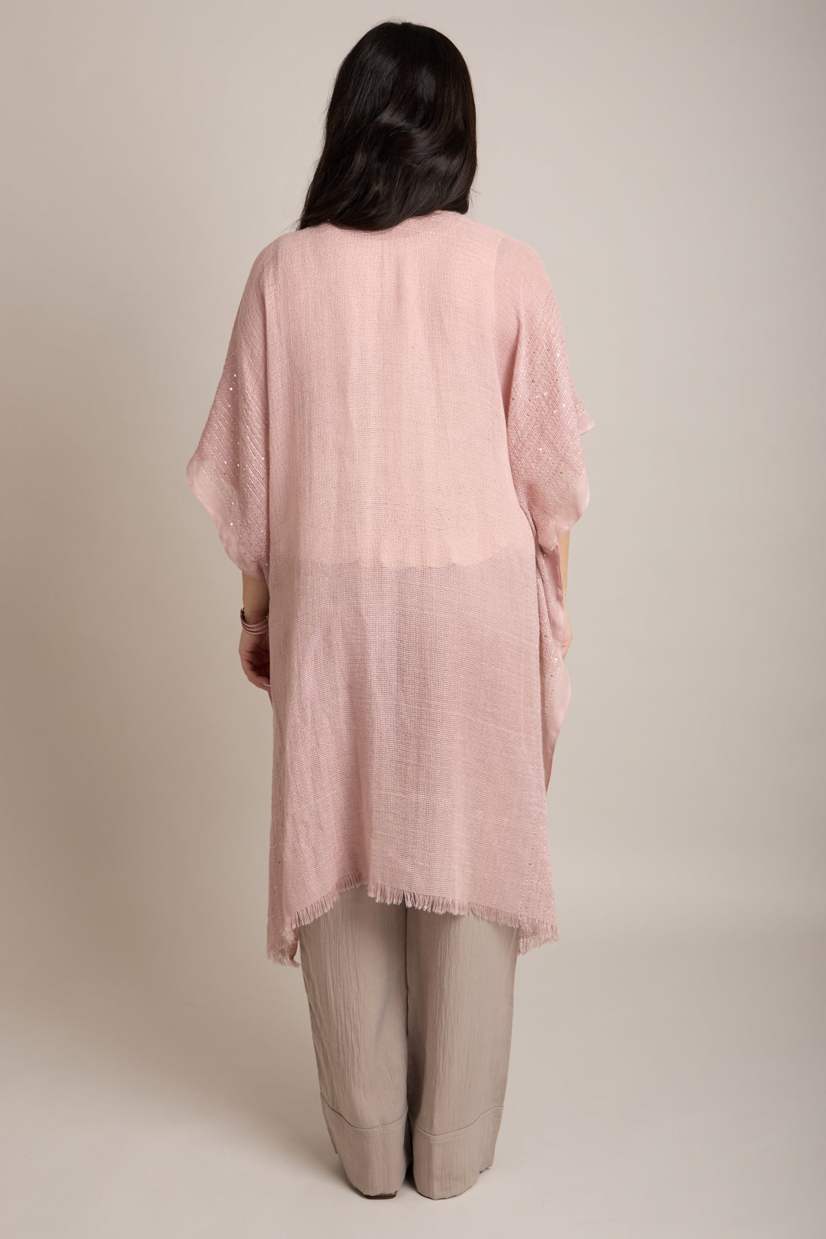Shimmering Sequin Ruana - Mauve