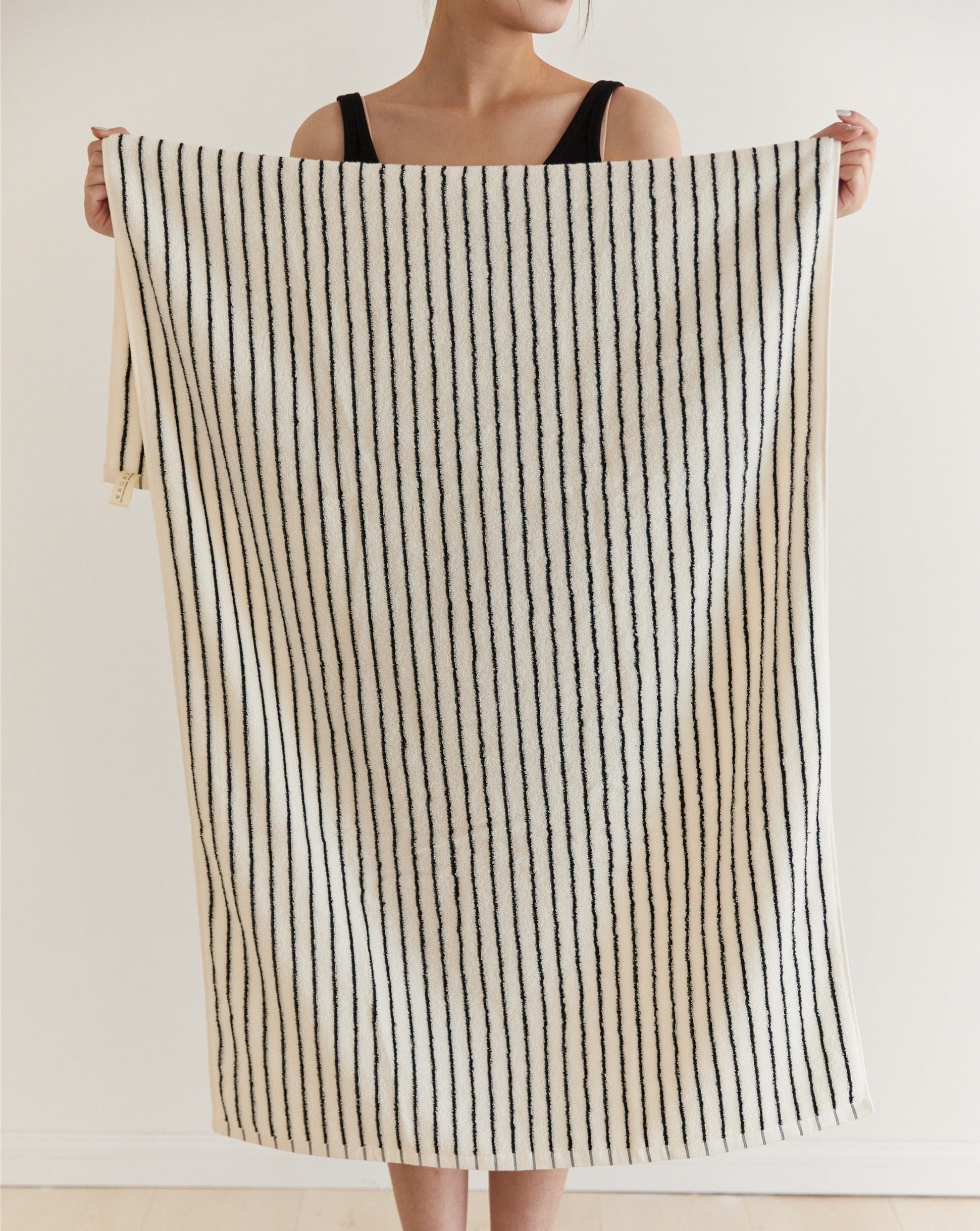 Retro Style 100% ORGANIC Combed Cotton Striped Bath Towel - Retro Style 100% Combed Cotton Bath Towel - Bath Towel - INSPECIAL HOME