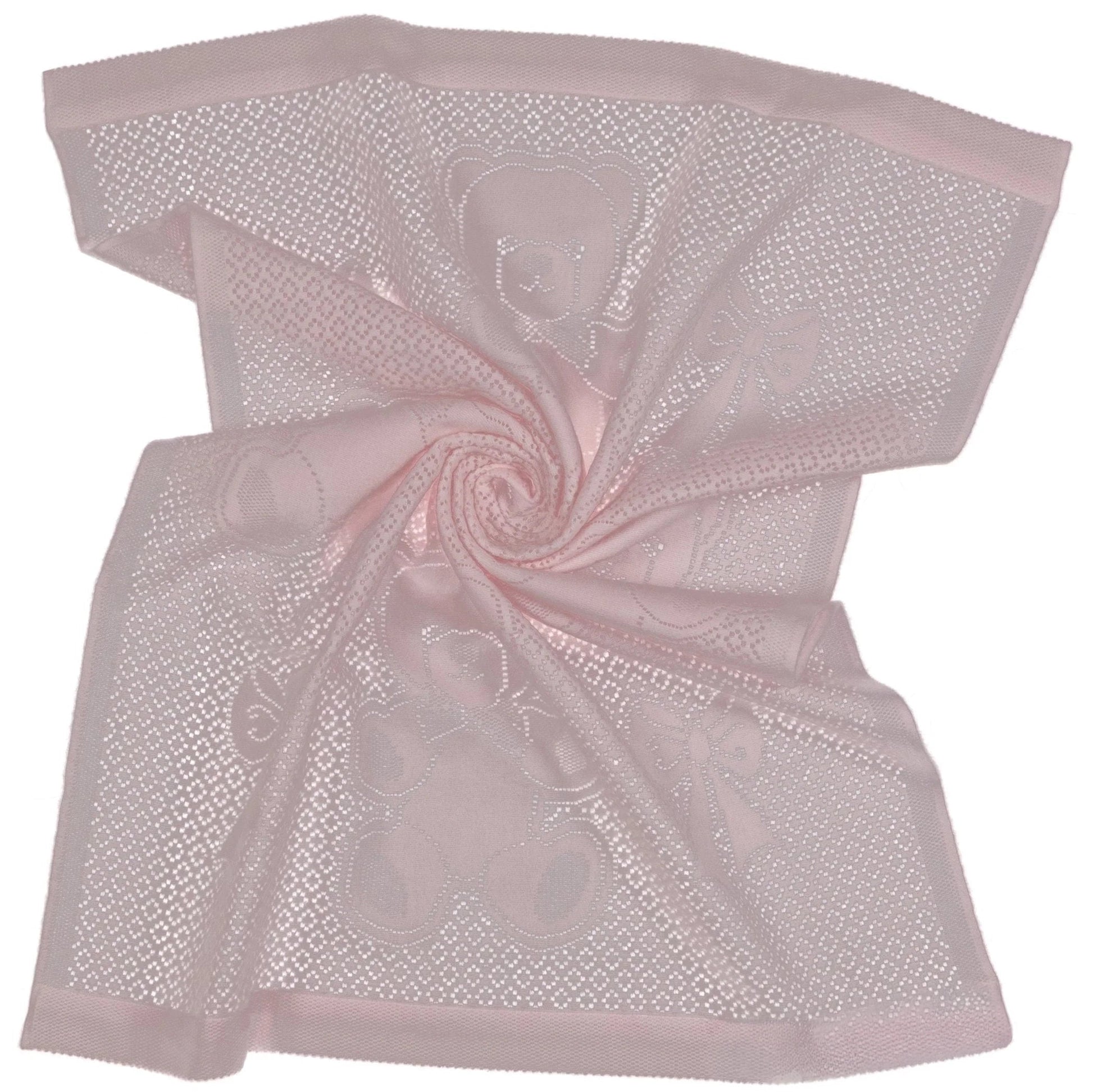 Southampton Home Lace Weave Bears & Bows Baby Blanket ~ Pink ~-Gifts-[bar code]-Prince of Scots