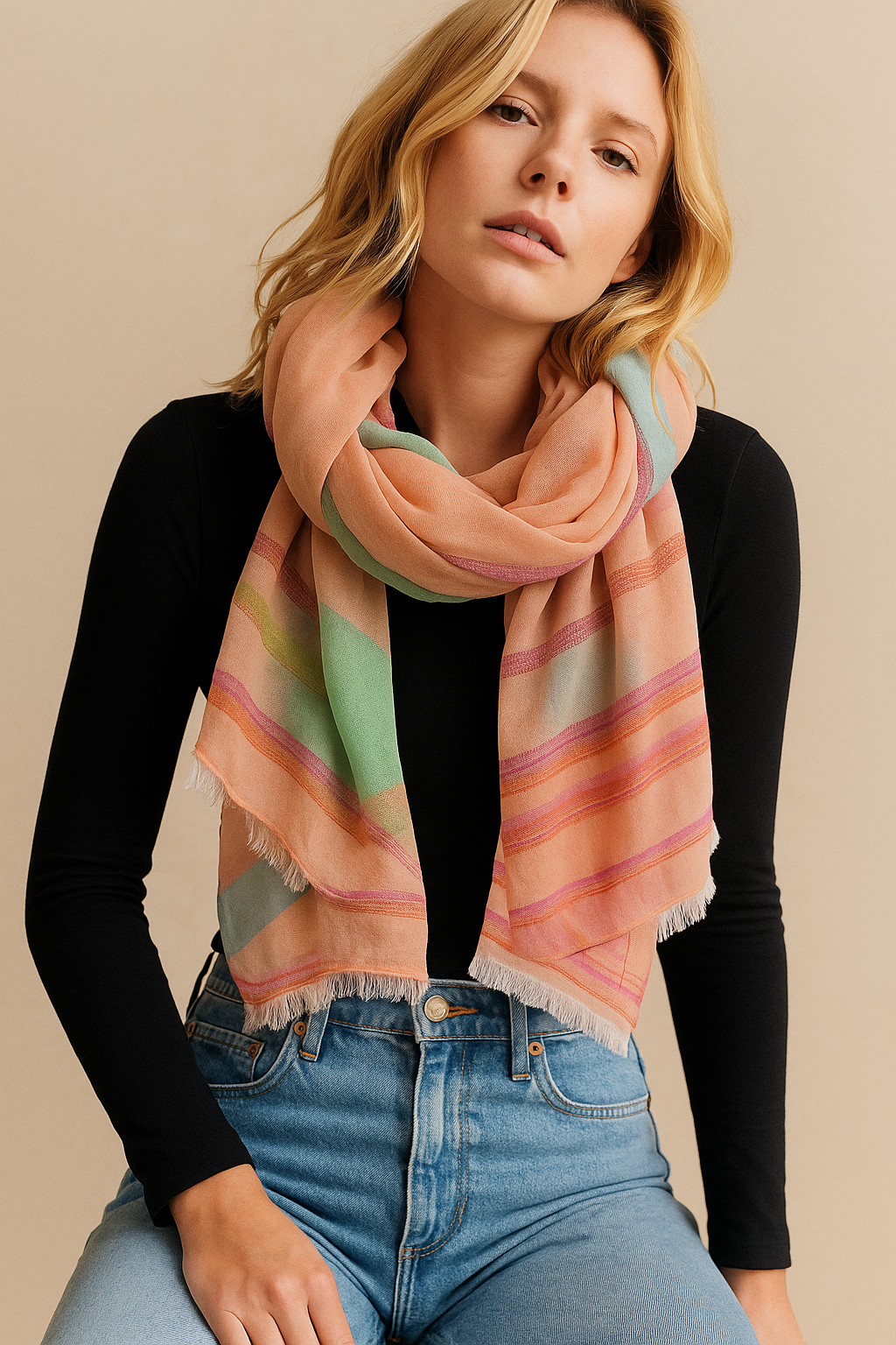 Sunshine Striped Scarf Light Multi