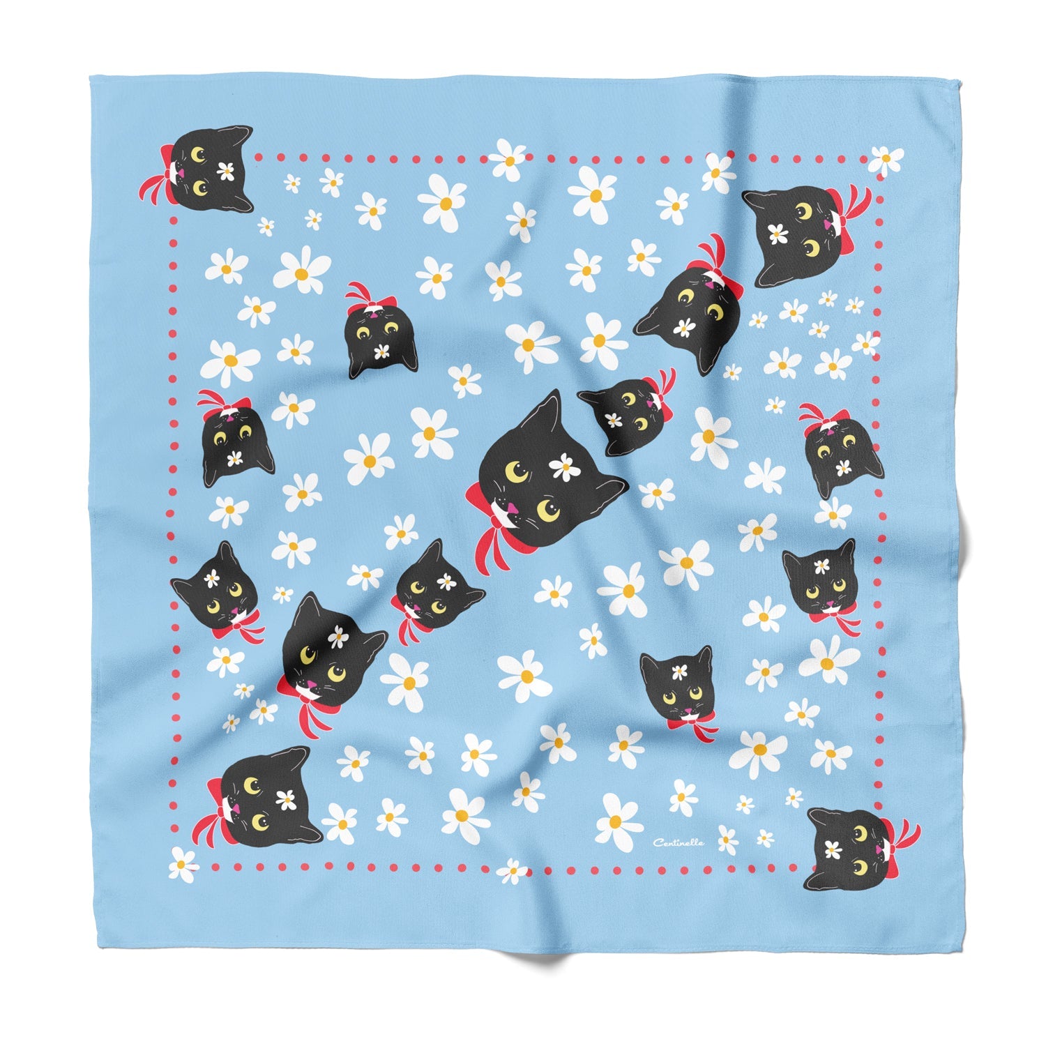 This bandana is inspired on my weird and sweet tuxedo cat Naoko. Made of a luxurious cotton-silk blend with a precise machine-stitched hemming, perfect as head wraps or neckerchiefs, bandana hairstyles, bandana headband; bandana style is in and now. Ethically sourced.
