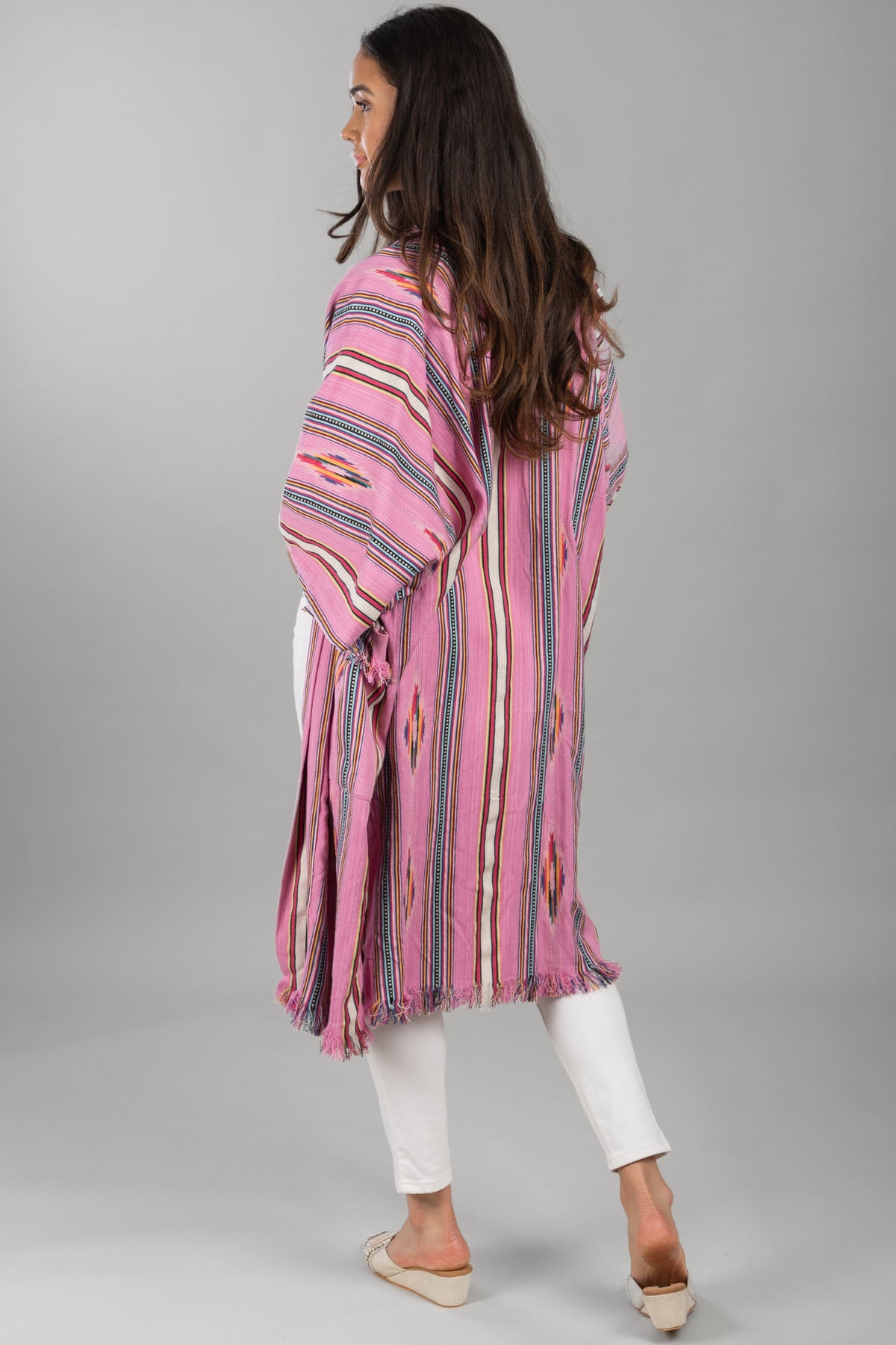 Ikat Striped Jacket Pink