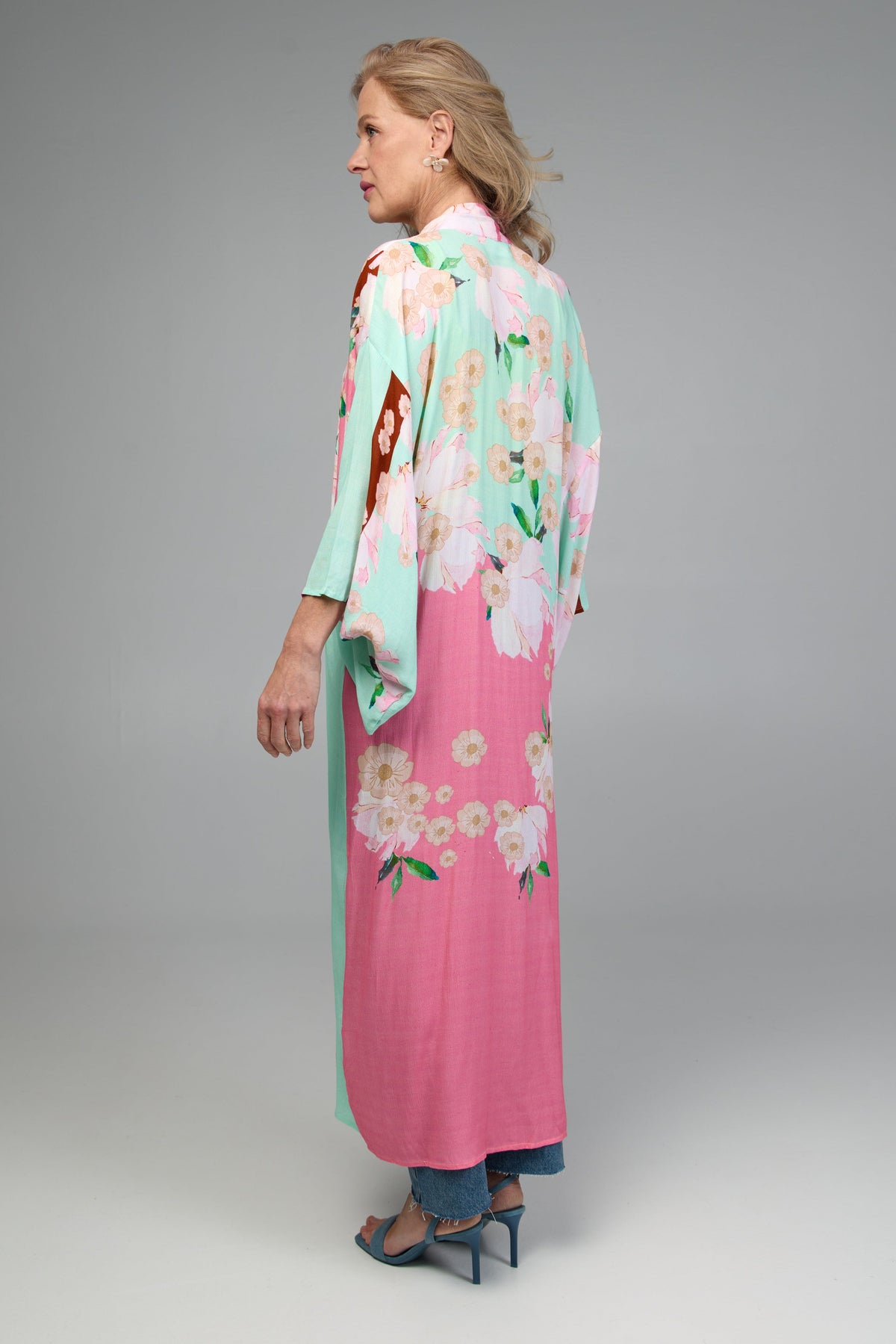 Pastel Petal Floral Kimono - Pink Combo