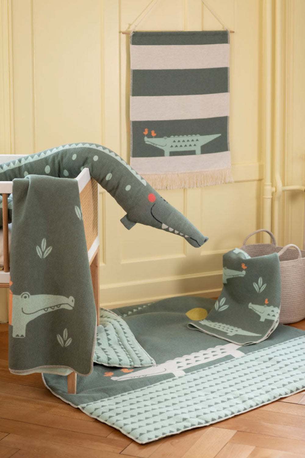 JUWEL baby blanket "crocodiles allover" in . Blanket made by David Fussenegger , a family-run mill in Austria.