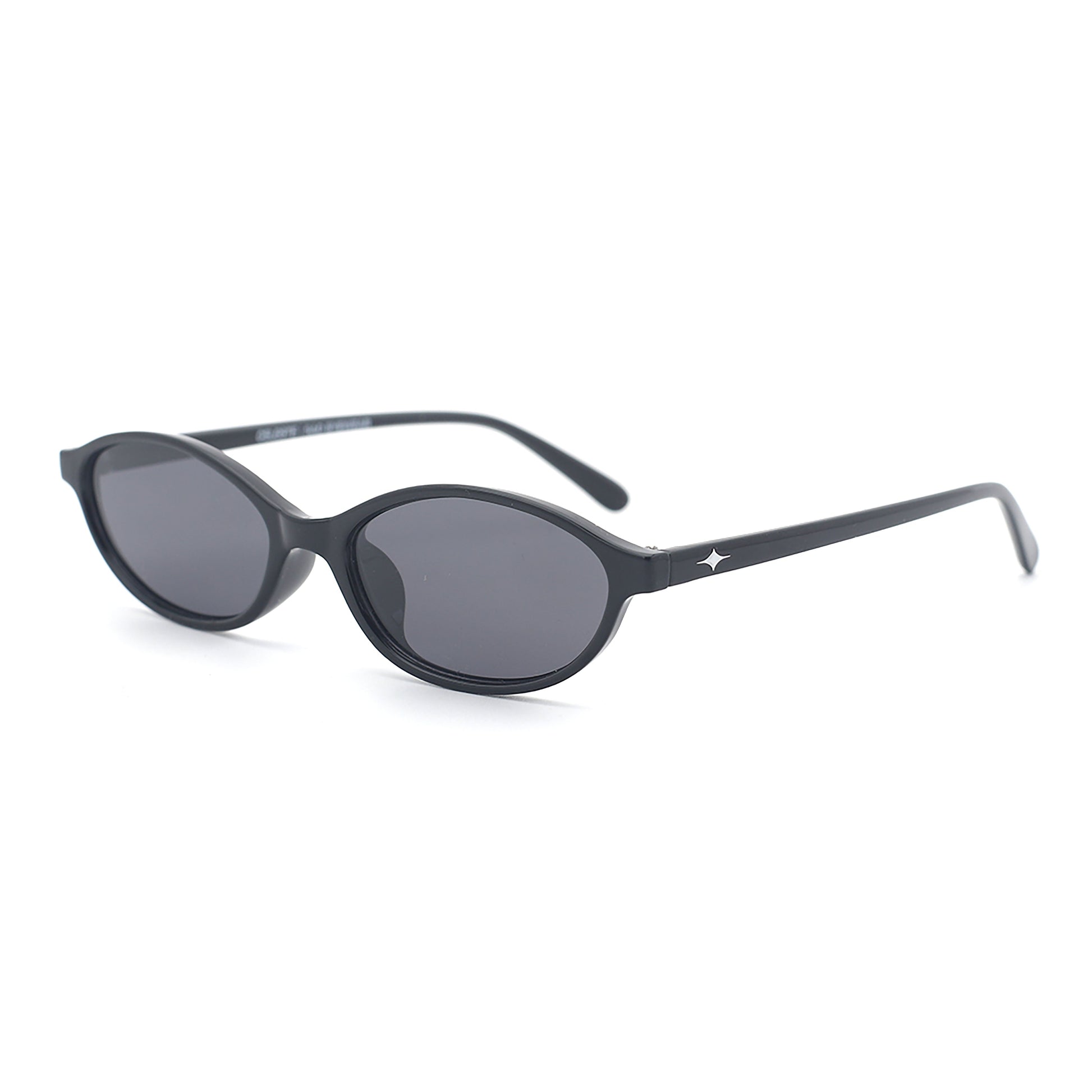 SAD Eyewear Celeste oval sunglasses in black with polarized grey UV protection lenses