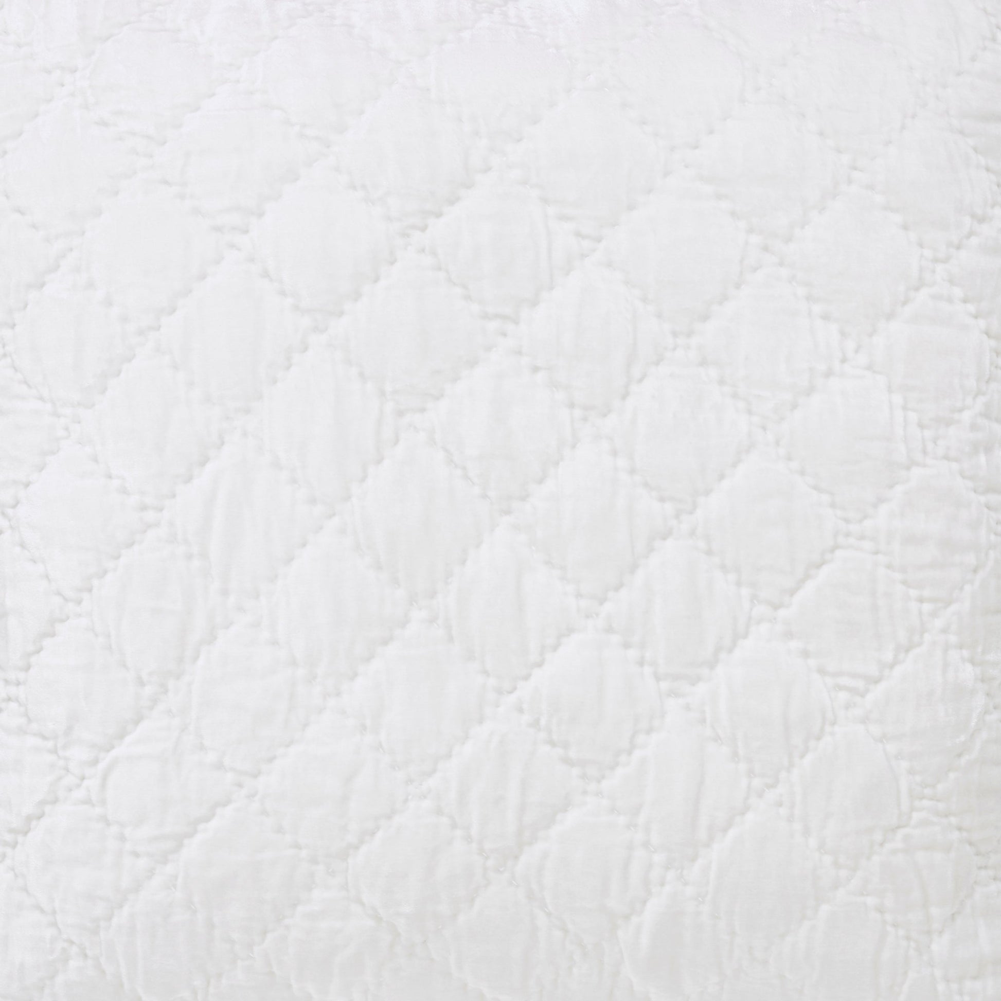 QT-343-9496_7|Crisp white quilted coverlet featuring a timeless diamond pattern, ideal for elegant and fresh bedroom decor or soft layering.