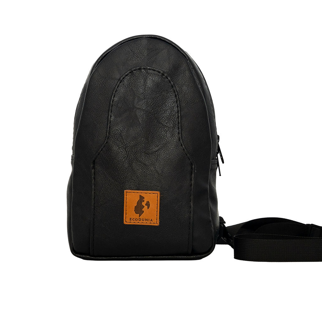Buru black vegan leather crossbody sling bag #color_black