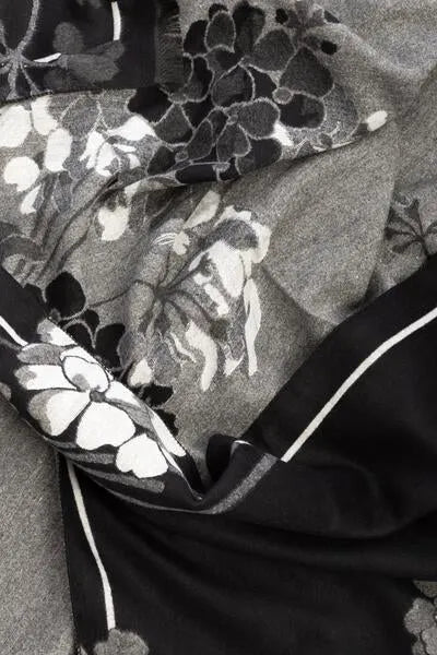 Reversible Floral Scarf For Winter - Black