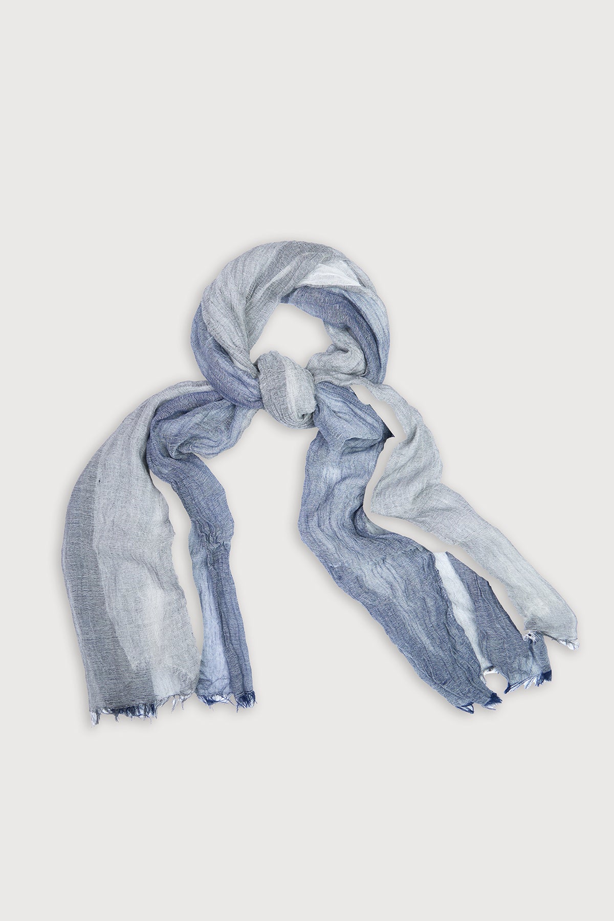 Striped Fringed Beach Scarf - Navy