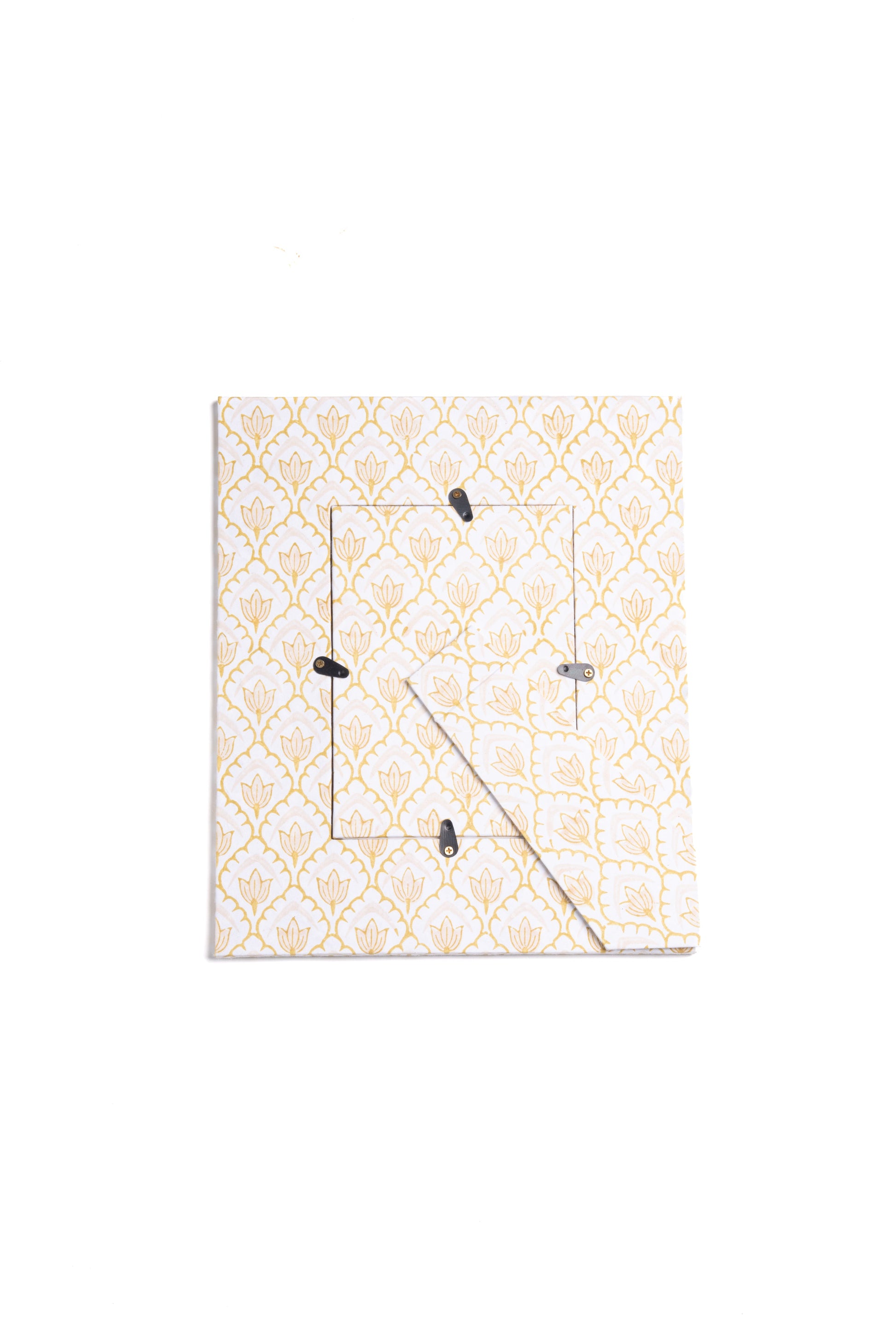 Large wall picture frame in desert sand tulip design back view with hardware details, 5x7 inches, Inner Child