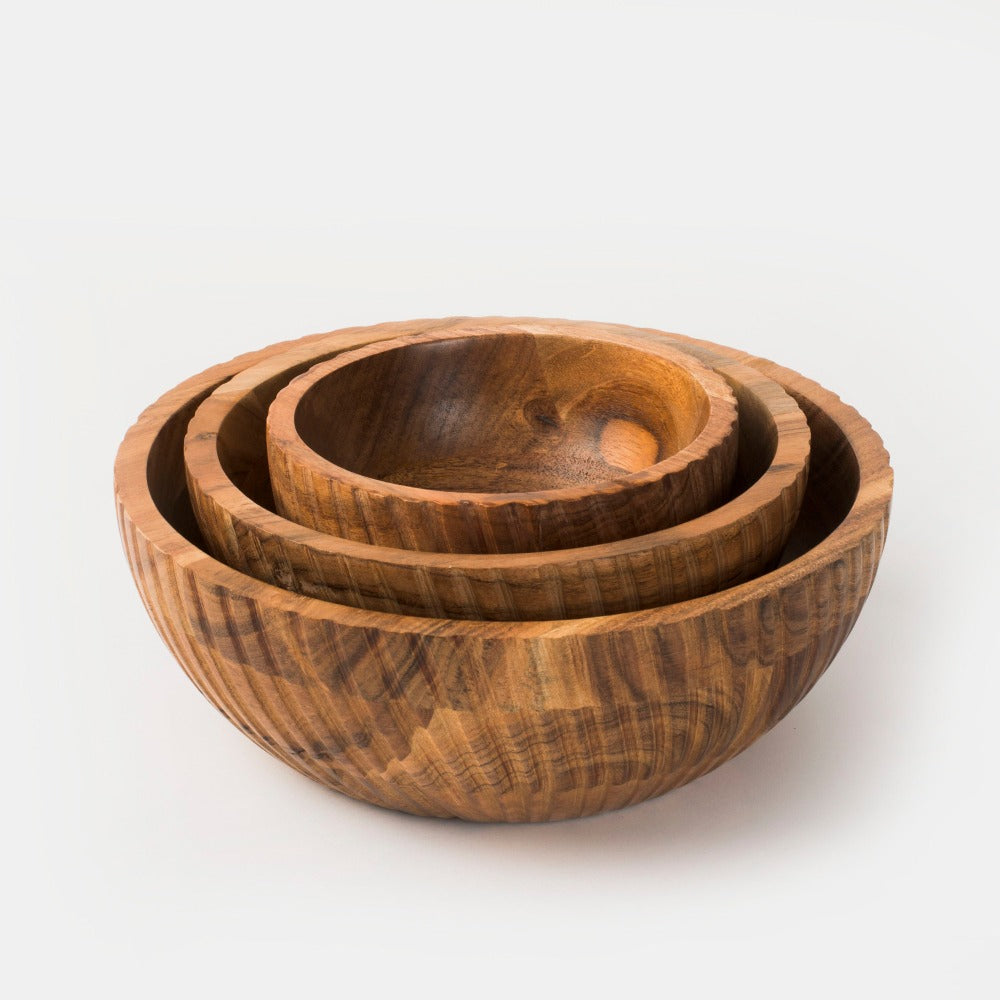 Stria Acacia Wood Bowls - Thumbnail 3