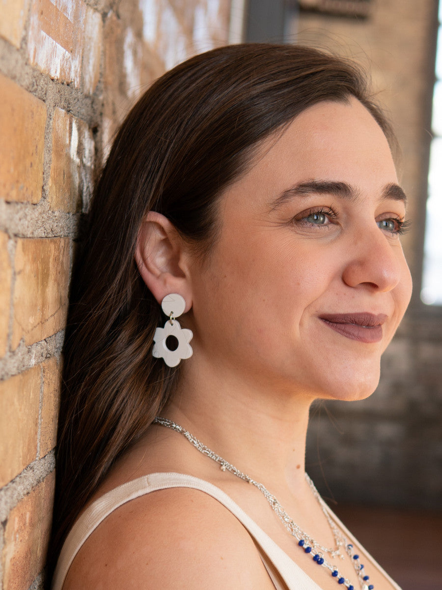 white clay simple flower earrings | Fair Anita