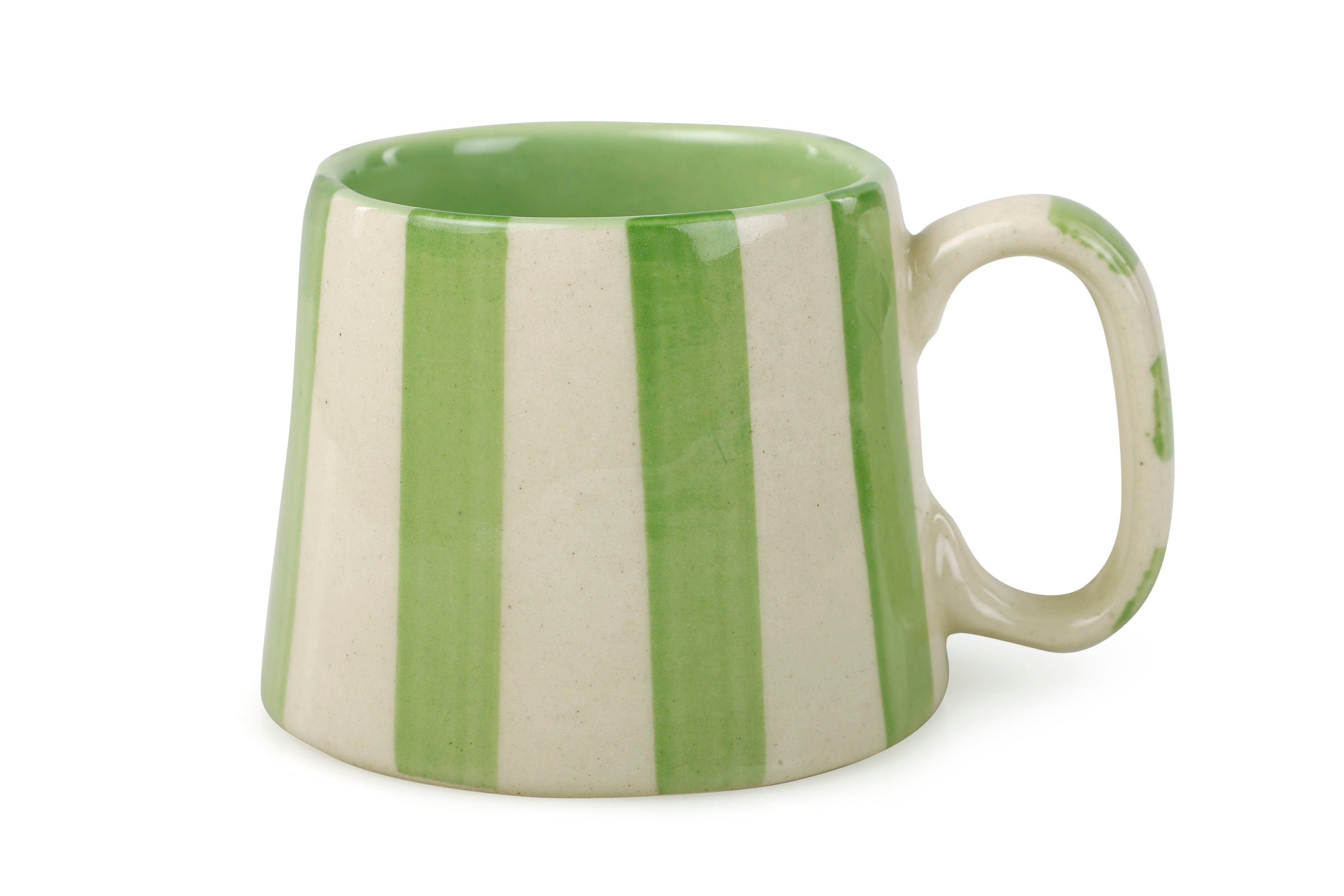 Ceramic Green Stripe Coffee Cup - Thumbnail 2